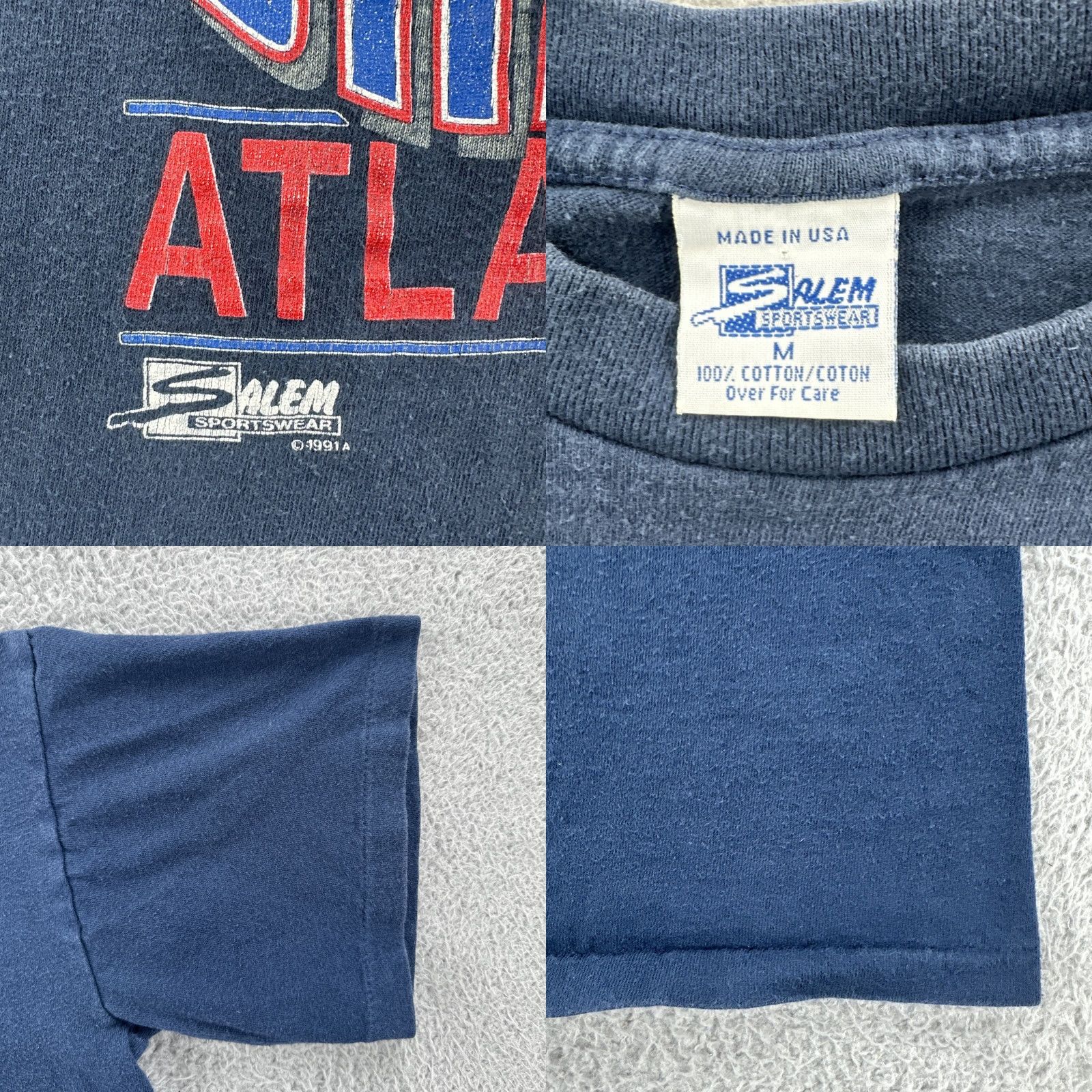 Salem Sportswear VINTAGE Salem Sportswear Mens Medium Blue T Shirt 1991 Atlanta Braves Champions Shirt Mens M Blue 90s USA Baseball Size US M / EU 48-50 / 2 - 8 Thumbnail