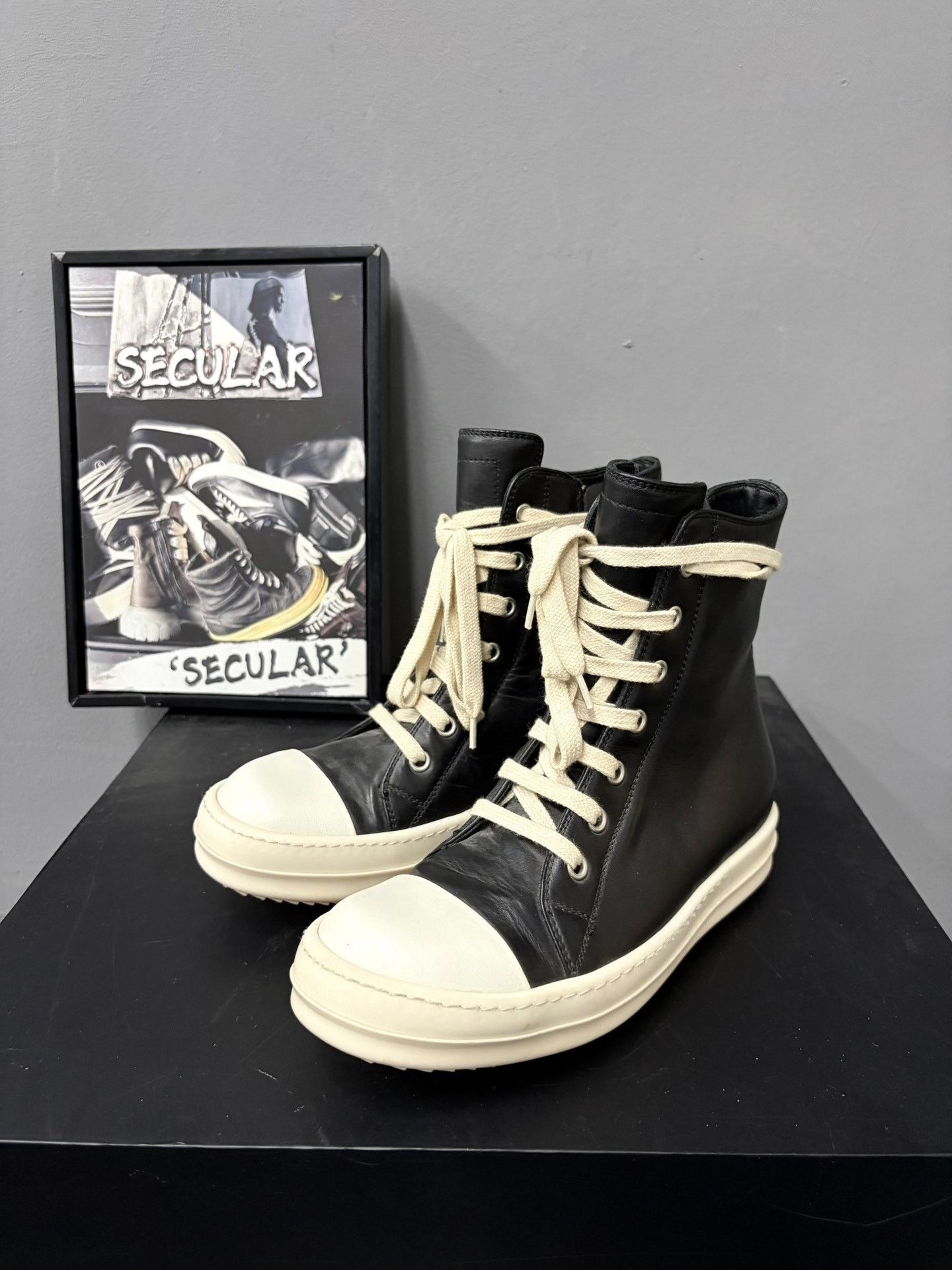 Rick Owens Rick Owens High-Top Leather Sneakers Size US 4 / IT 34 - 1 Thumbnail