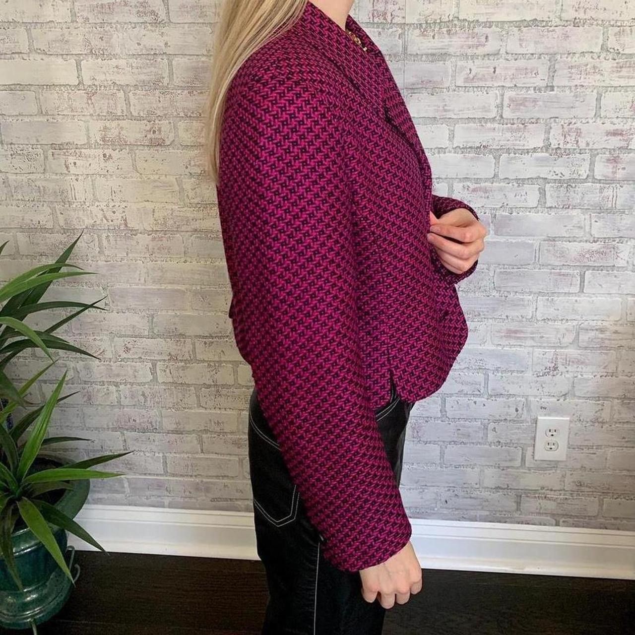 Other Vintage Silk Pink Houndstooth Blazer Size M / US 6-8 / IT 42-44 - 3 Thumbnail