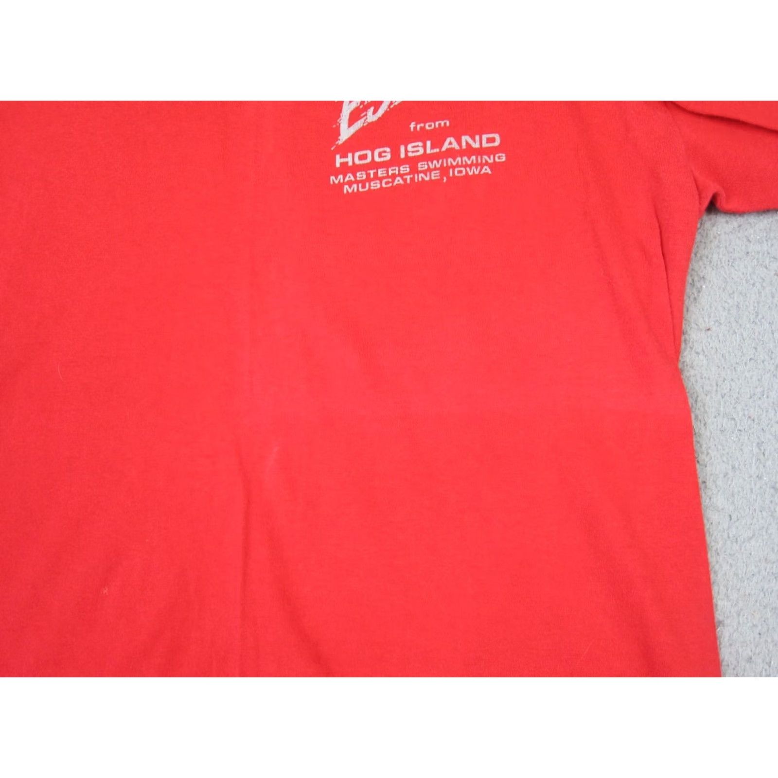 Hanes VINTAGE Escape Hog Island Shirt Red Large Iowa Swimming Single Stitch USA Mens 90s Size US L / EU 52-54 / 3 - 4 Thumbnail