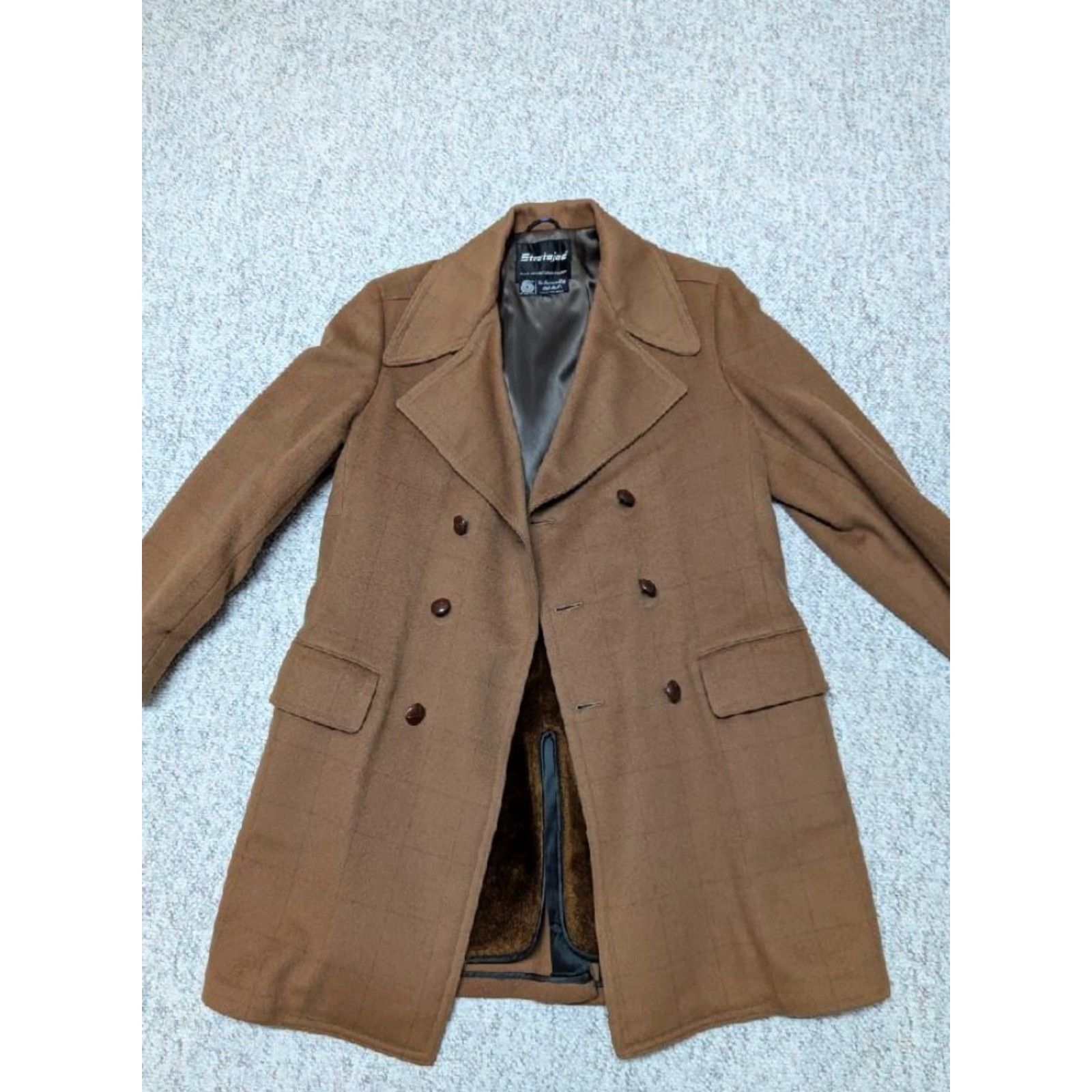 Doublet VINTAGE Stratojac OVERCOAT Shirt Mens 40 Brown Wool Flannel Double Breasted 1970s USA Made Sherpa Patten: Windowpane Size US M / EU 48-50 / 2 - 4 Thumbnail