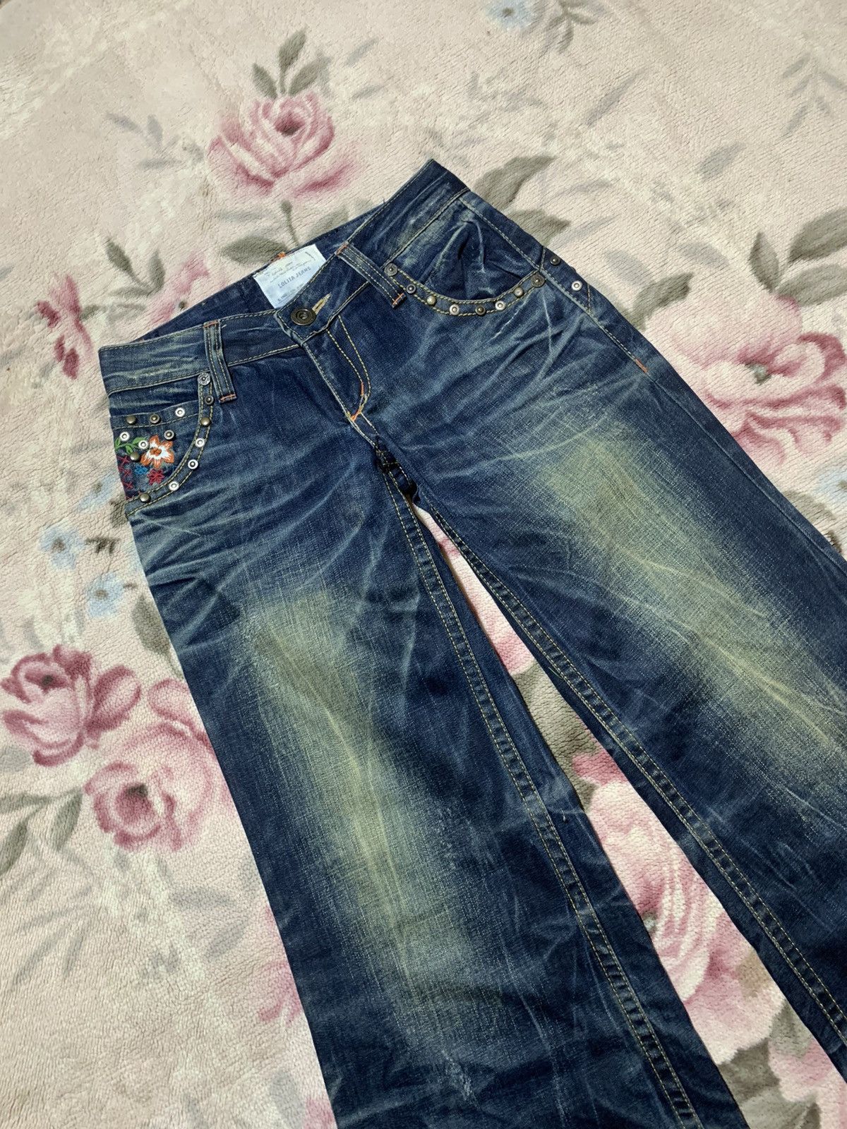 If Six Was Nine Insane 🔥 Yoshitomo nara x lolita jeans floral baggy jeans Size 29" - 8 Thumbnail