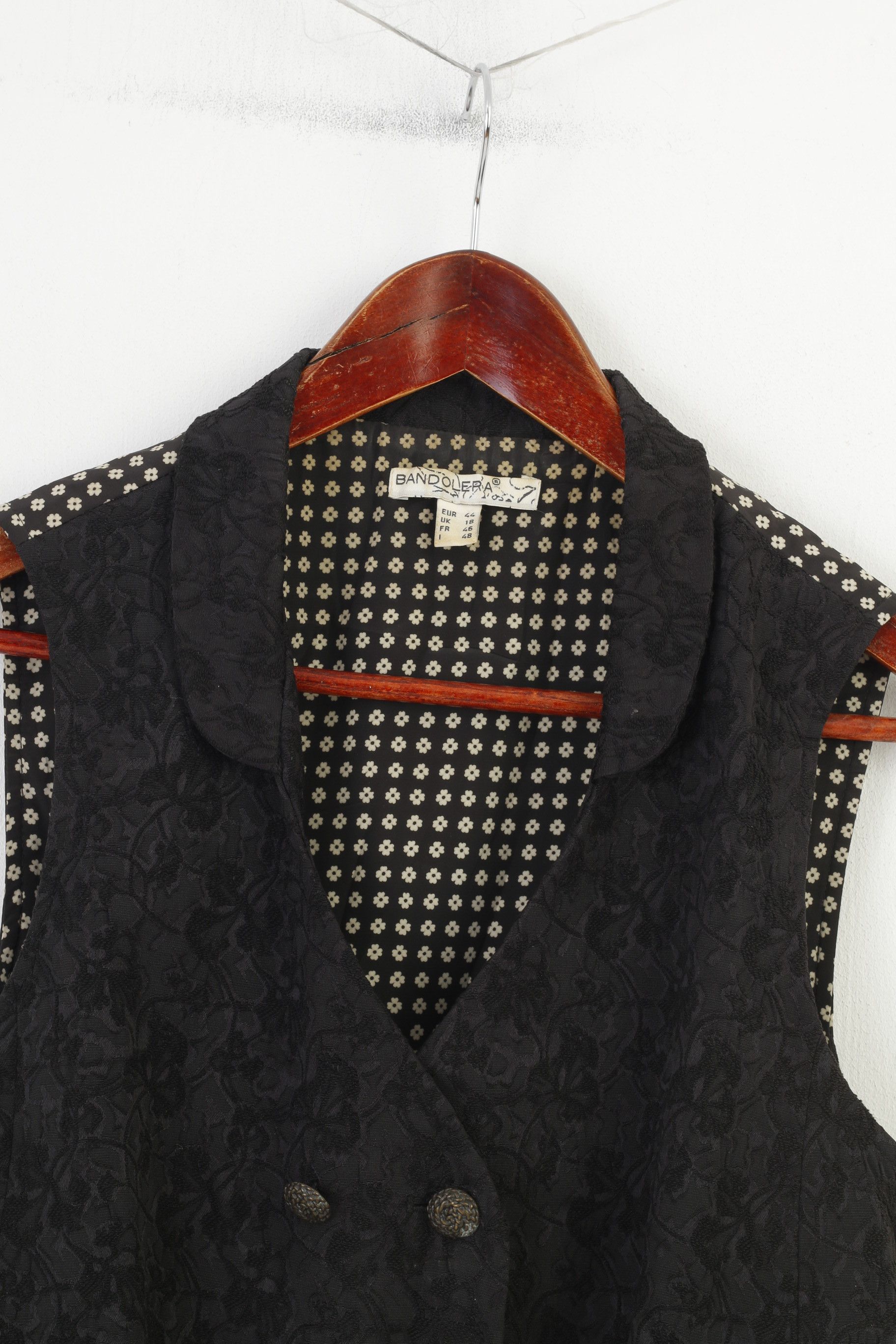Vintage Bandolera Women 44 XL Vest Double Breasted Flower 10954 Size XL / US 12-14 / IT 48-50 - 2 Thumbnail
