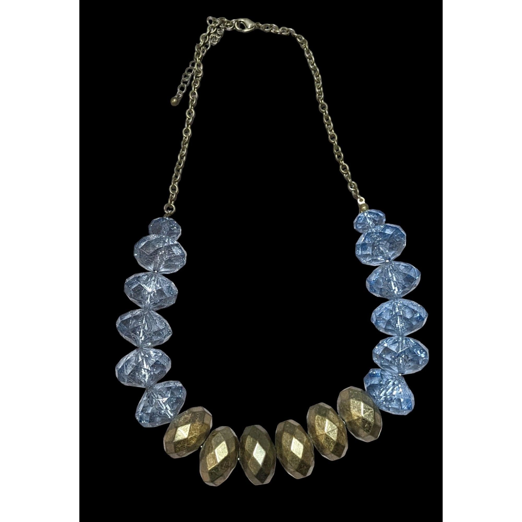 Other Retro Chunky Blue And Gold Beaded Necklace Size ONE SIZE - 1 Thumbnail