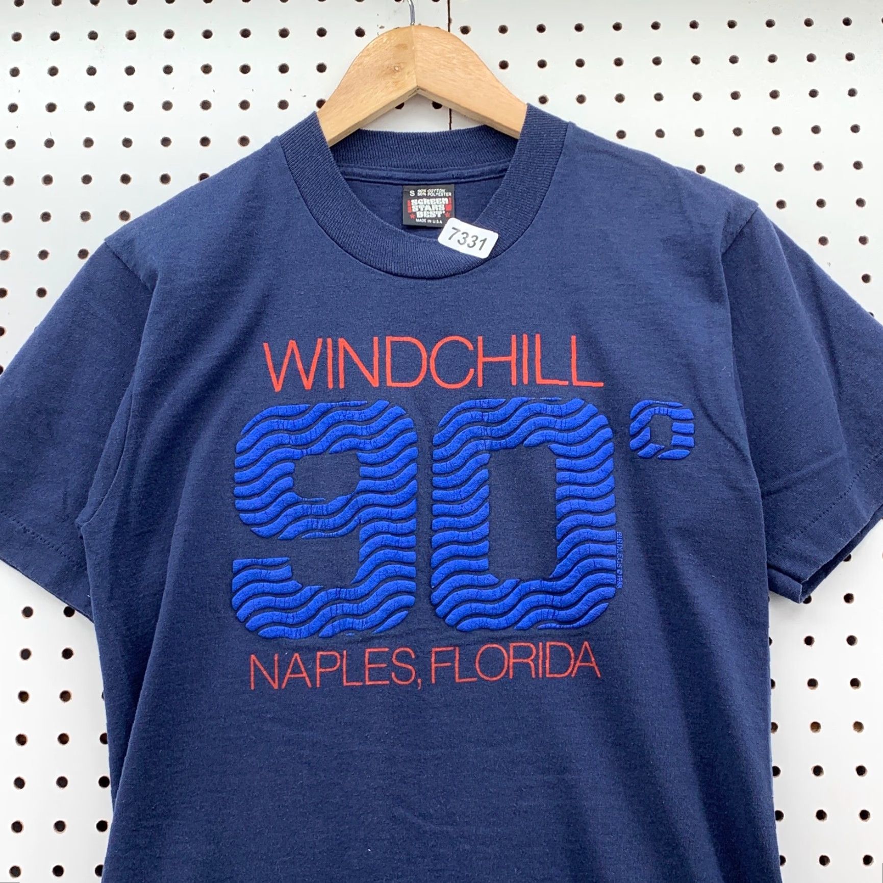 Vintage Vintage 90s Screen Stars Florida T-Shirt Mens Small Blue Cotton Funny Windchill 17.5x25 Size US S / EU 44-46 / 1 - 2 Thumbnail