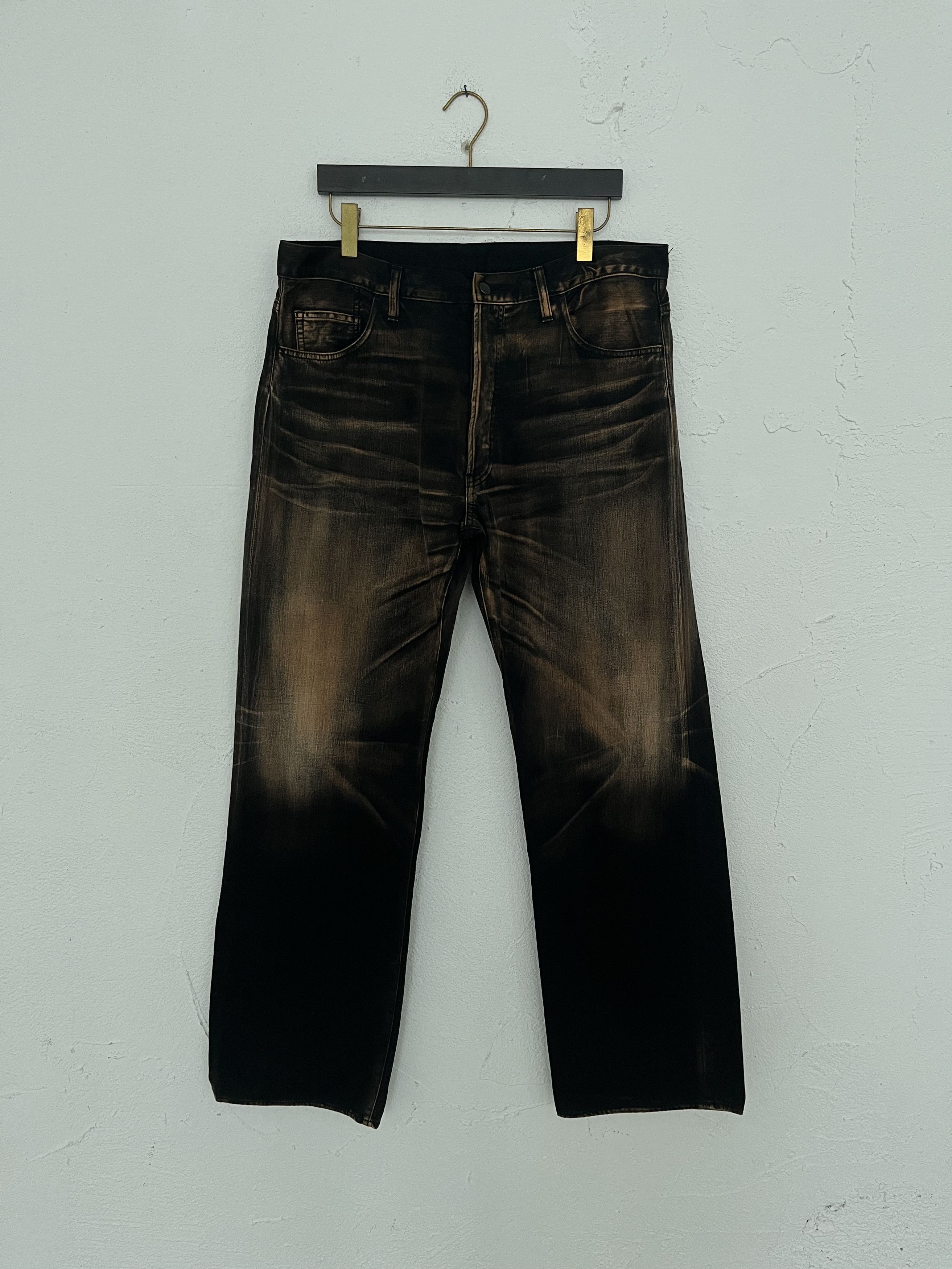 image of Yohji Yamamoto Denim Pants in Rust Red Black, Men's (Size 40)