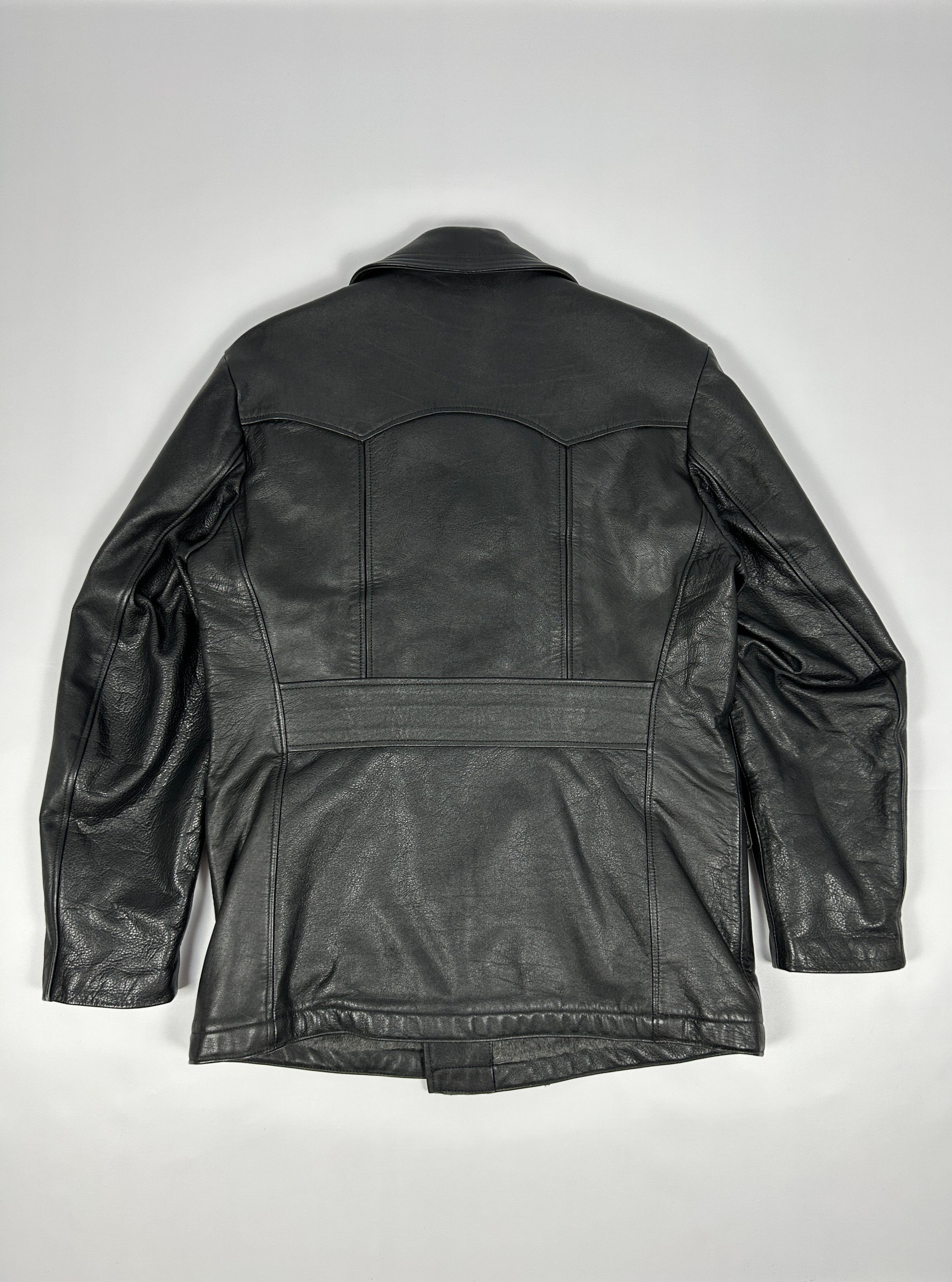 Genuine Leather Vintage black leather double breasted peacoat Size US L / EU 52-54 / 3 - 2 Thumbnail