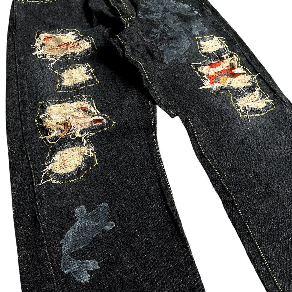Ed Hardy × Japanese Brand Vintage Japanese Denim Koi Karakuri tamashi Sukajan Jeans Size US 35 - 2 Thumbnail