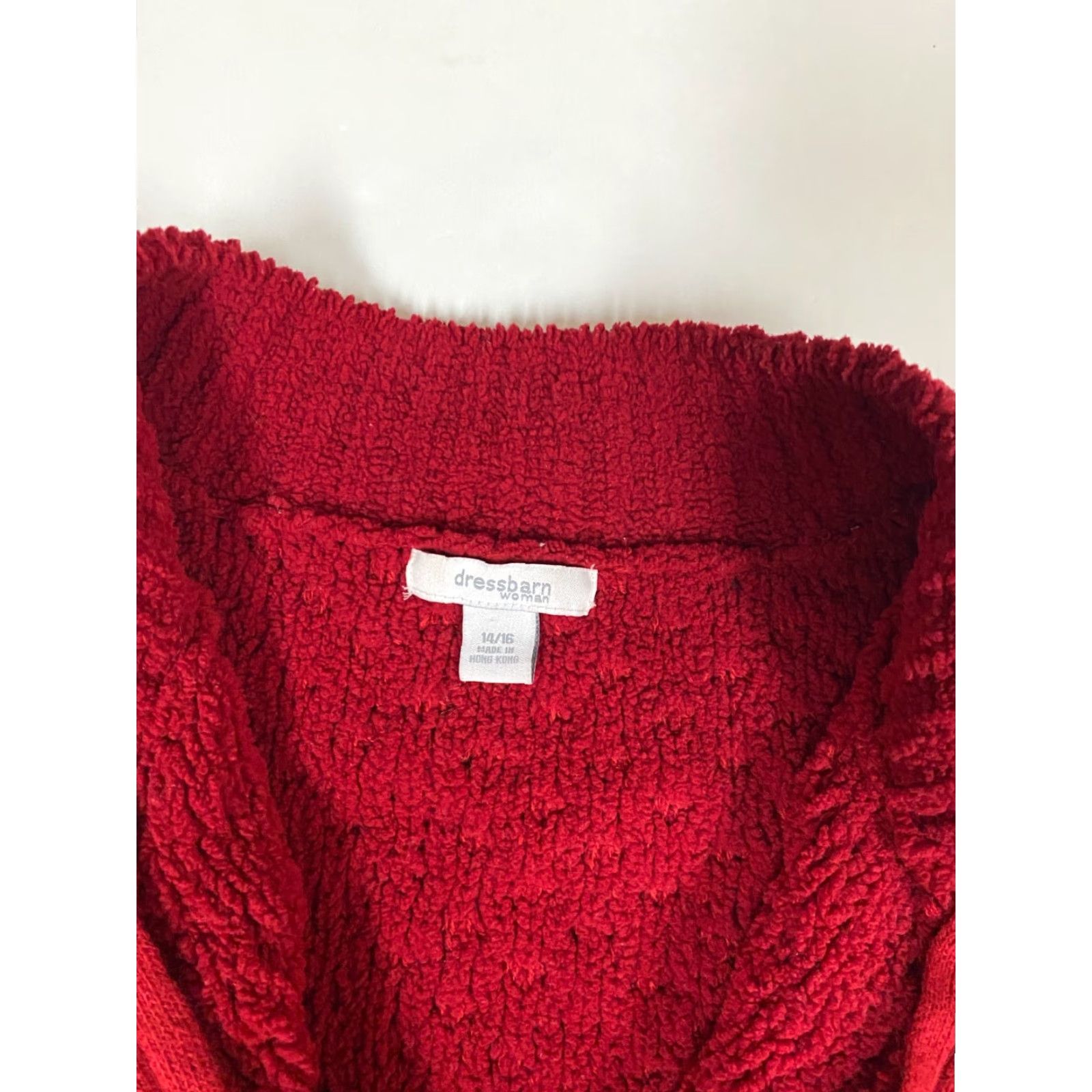 Vintage Dressbarn Jacket Womens 14 Full Zip Red Fleece Casual Fall Spring Long Sleeve Mens? Girls? Wait. Size XL / US 12-14 / IT 48-50 - 5 Thumbnail