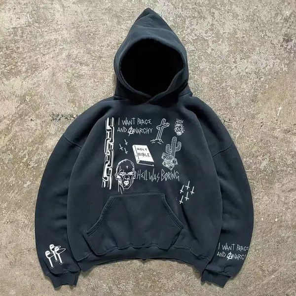 Japanese Brand Hayama x Asou Black washed vintage cactus print hoodie Size US M / EU 48-50 / 2 - 5 Thumbnail
