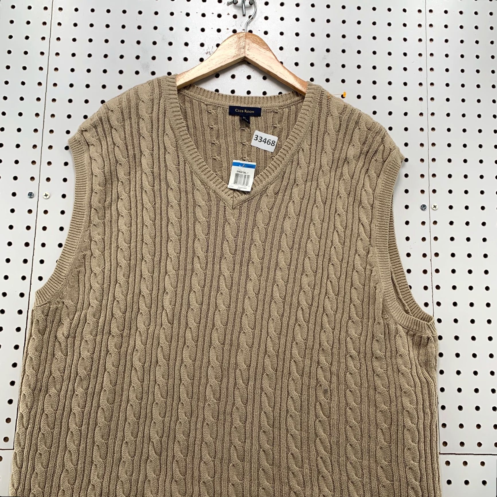 Club Room VINTAGE Club Room Cable Knit Vest Sweater Mens XL Khaki Brown NWT Casual 90s Mens XL Beige Size US XL / EU 56 / 4 - 5 Thumbnail