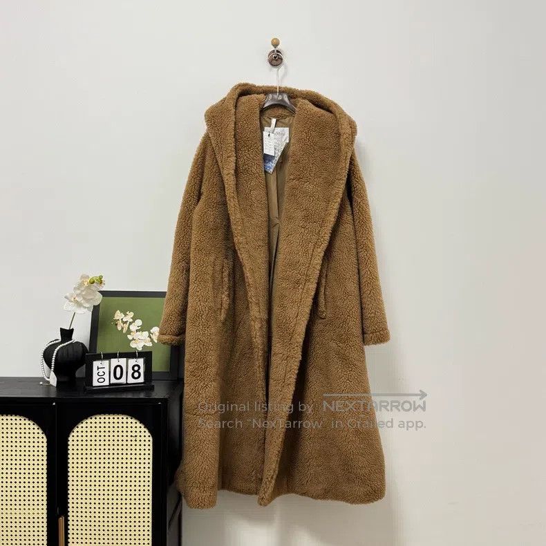 Max Mara Max Mara Khaki Camel Fleece Teddy Long Overcoat Size S / US 4 / IT 40 - 1 Thumbnail