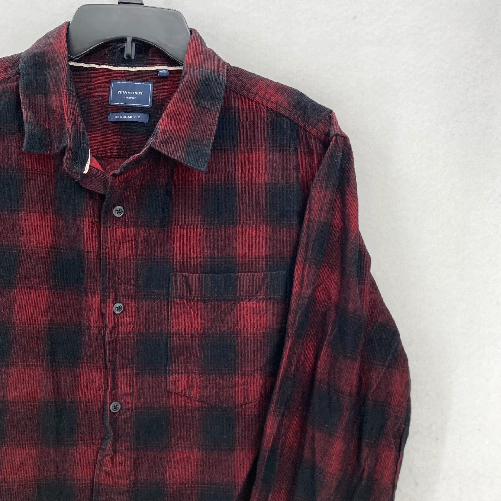 Vintage 7 Diamonds Corduroy Shirt Mens 2XL Red Plaid Regular Button-Up Pockets Size US XXL / EU 58 / 5 - 2 Thumbnail