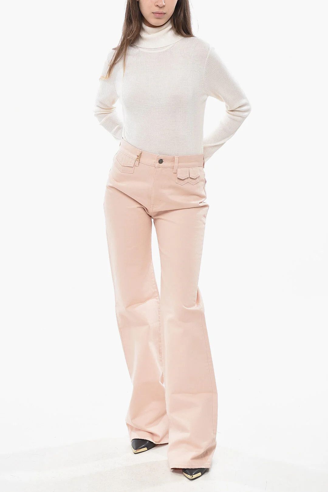 Chloe og1mm0426 Cotton Straight-Leg Multi-Pocket Pant in Pink Size 30" / US 8 / IT 44 - 4 Thumbnail