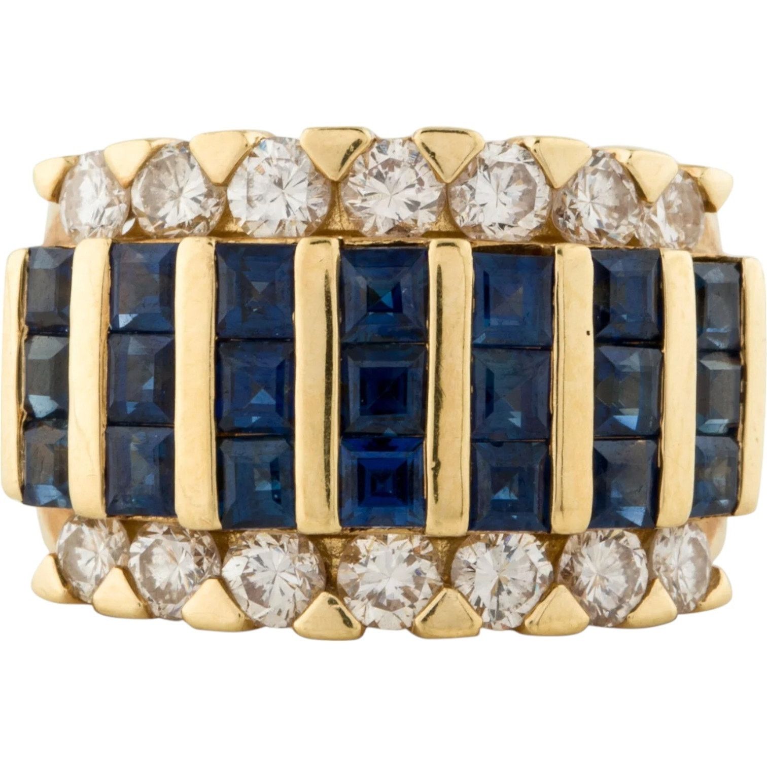 Other 18K Solid Gold Sapphires & Diamonds Ring, Band 5 Size ONE SIZE - 2 Thumbnail
