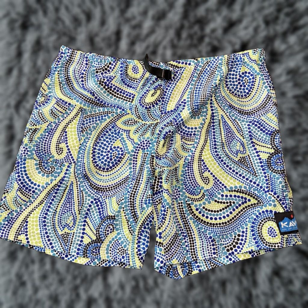 KAVU VINTAGE KAVU Shorts Mens XL Belted Mosaic Blue Green Hiking Climbing USA Size US 36 / EU 52 - 1 Thumbnail