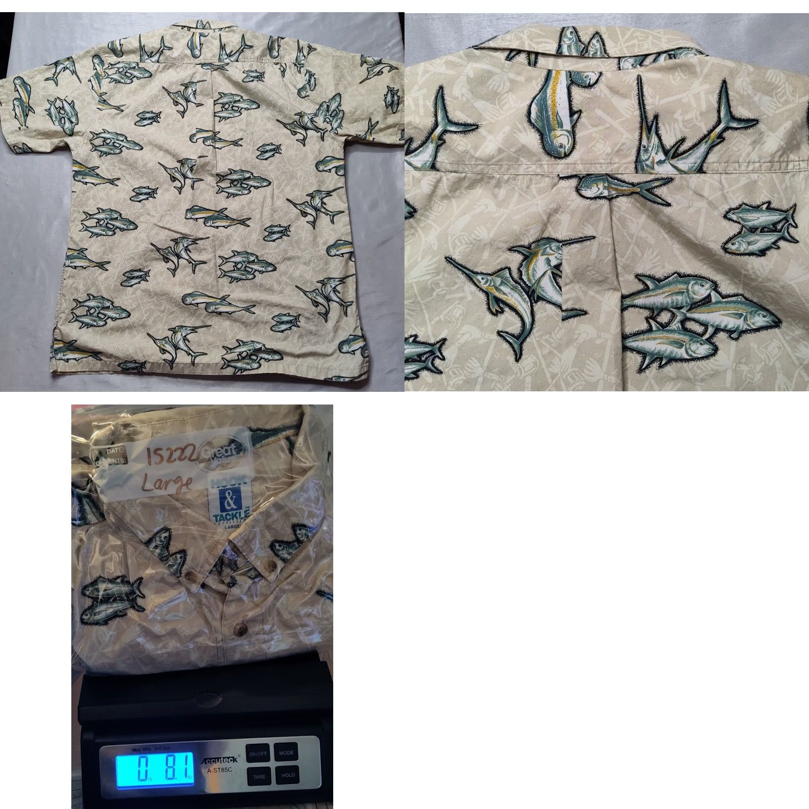 Gloverall Hook & Tackle Men L Allover Fish Print Short Sleeve Button-Up Shirt Size US L / EU 52-54 / 3 - 9 Thumbnail