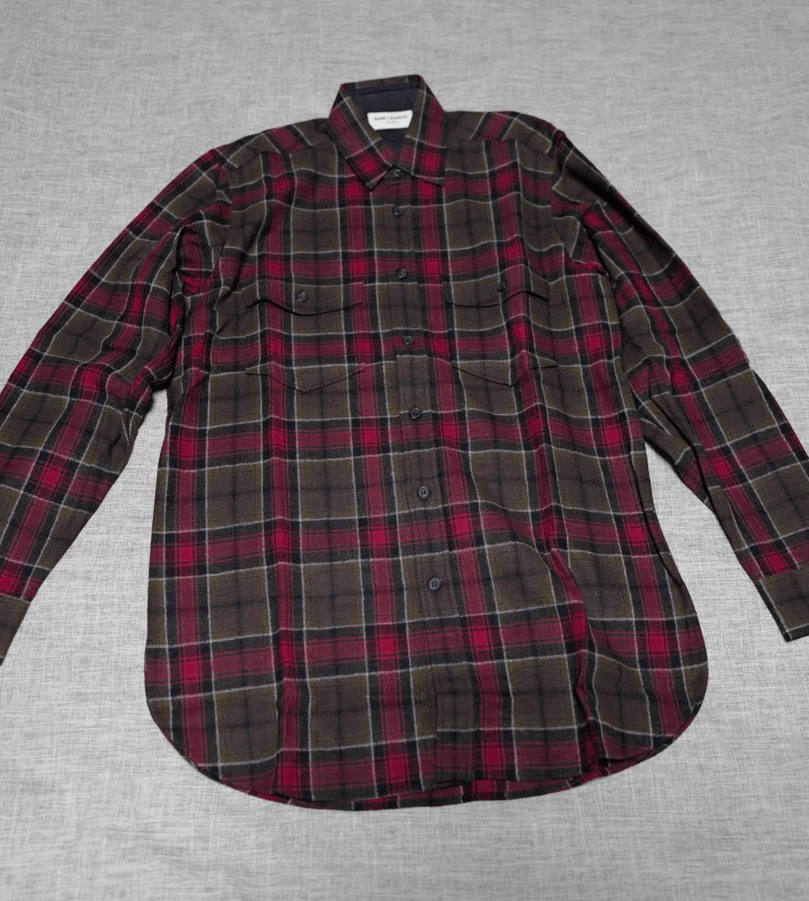 Saint Laurent Paris Sz 37 Saint Laurent Paris 13AW Runway OS Plaid Shirt Size US S / EU 44-46 / 1 - 1 Thumbnail