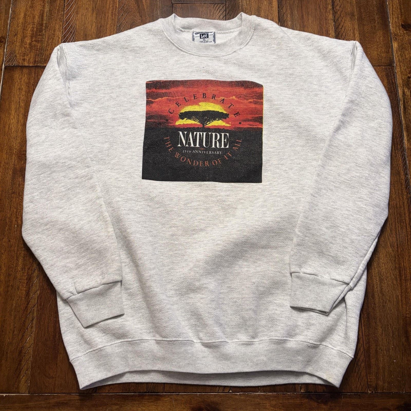 Lee Vtg Lee Celebrate Nature Sweatshirt XL Gray Fleece USA 90s Size US XL / EU 56 / 4 - 2 Thumbnail
