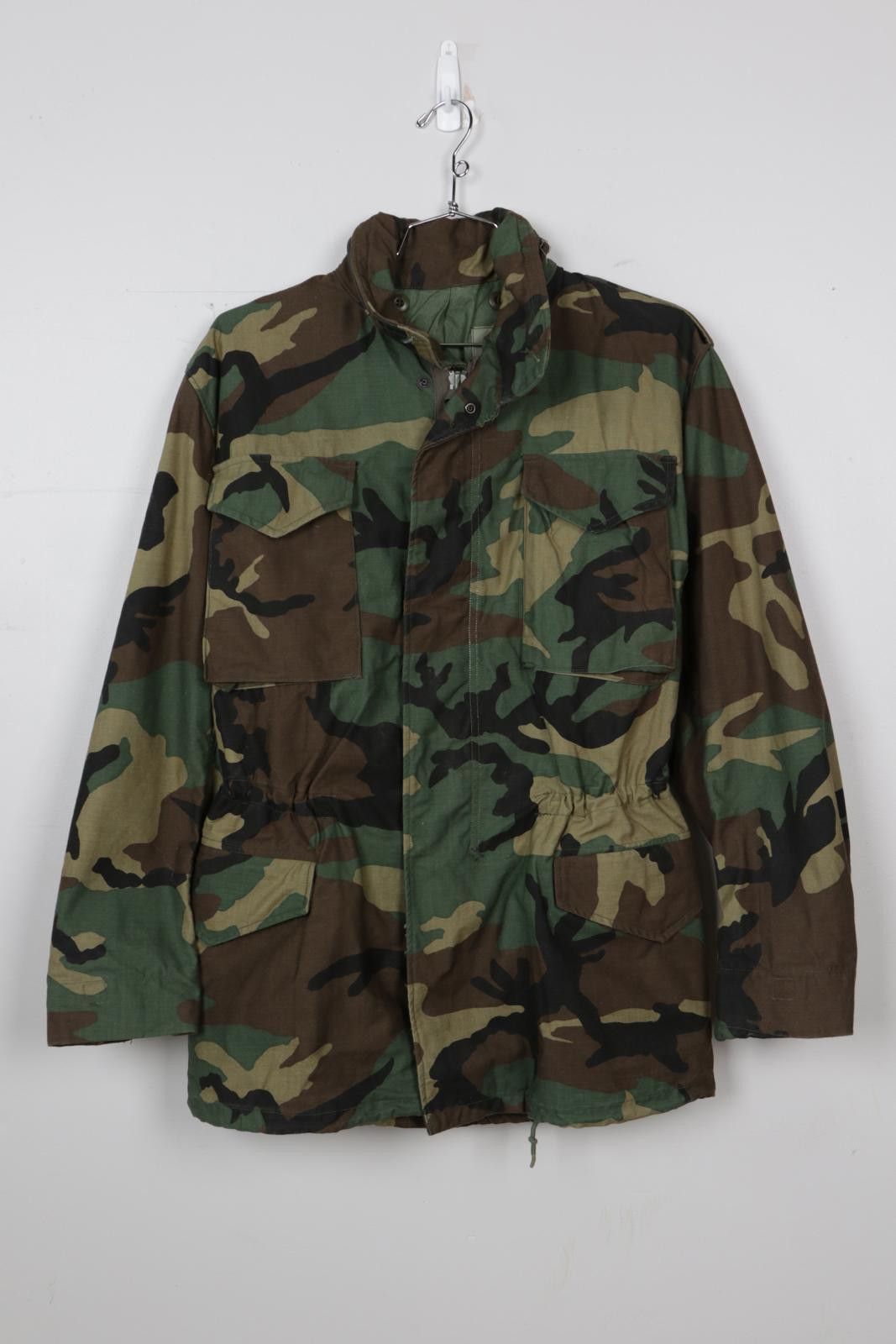 Vintage 00's Military Woodland Camo Drawcord Field Jacket Size ONE SIZE - 1 Thumbnail