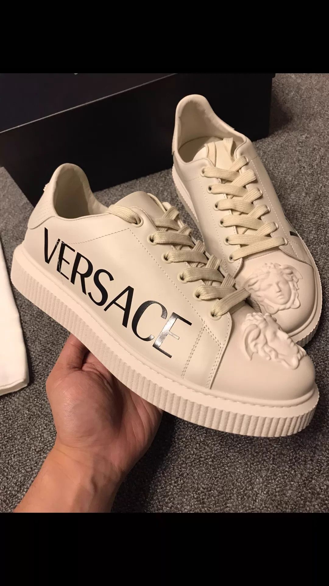 Versace VERSACE White Leather Platform 3D Medusa 42 O/S Size US 9 / EU 42 - 2 Thumbnail