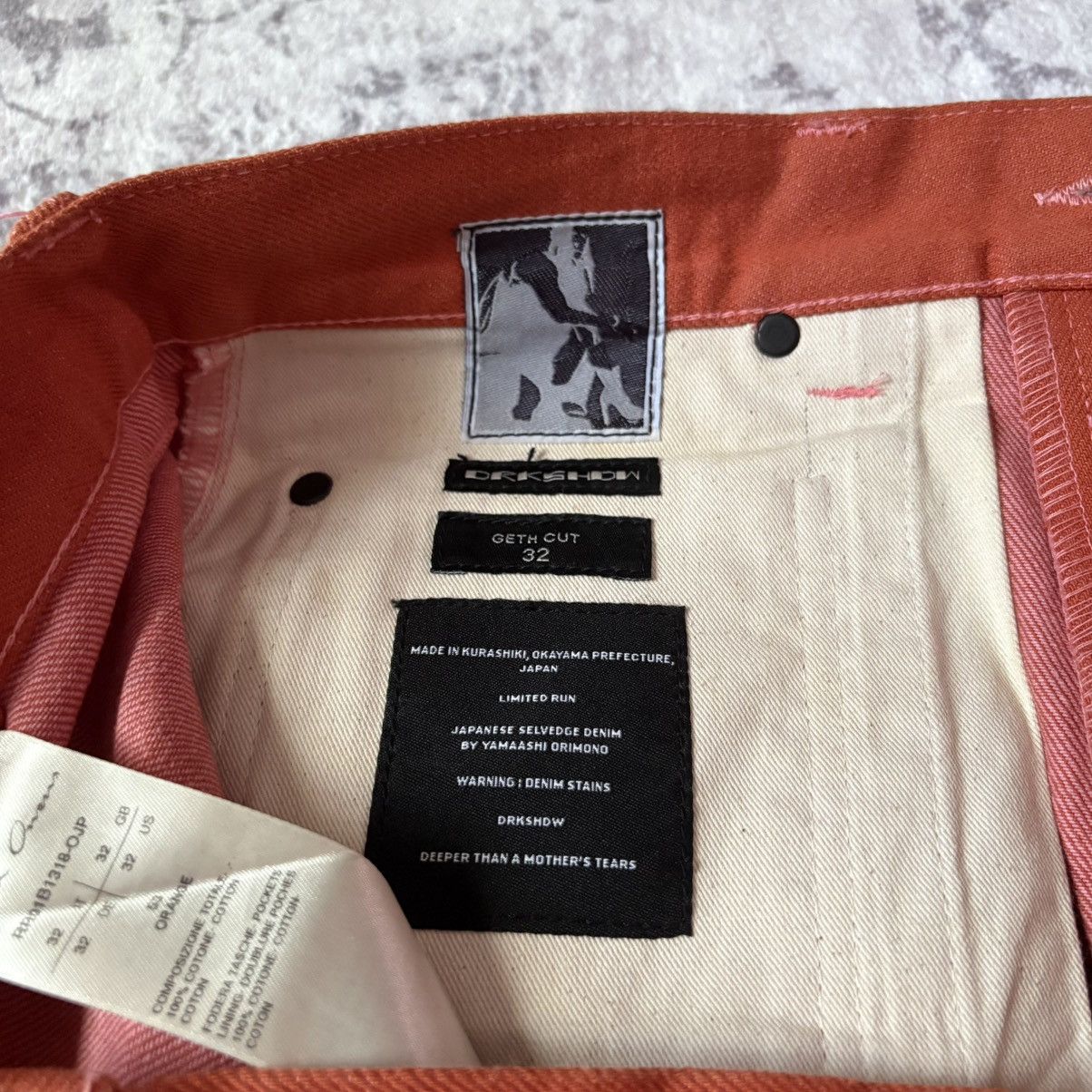 Rick Owens DRKSDHW Made in Japan Geth Cut Jeans Size 32