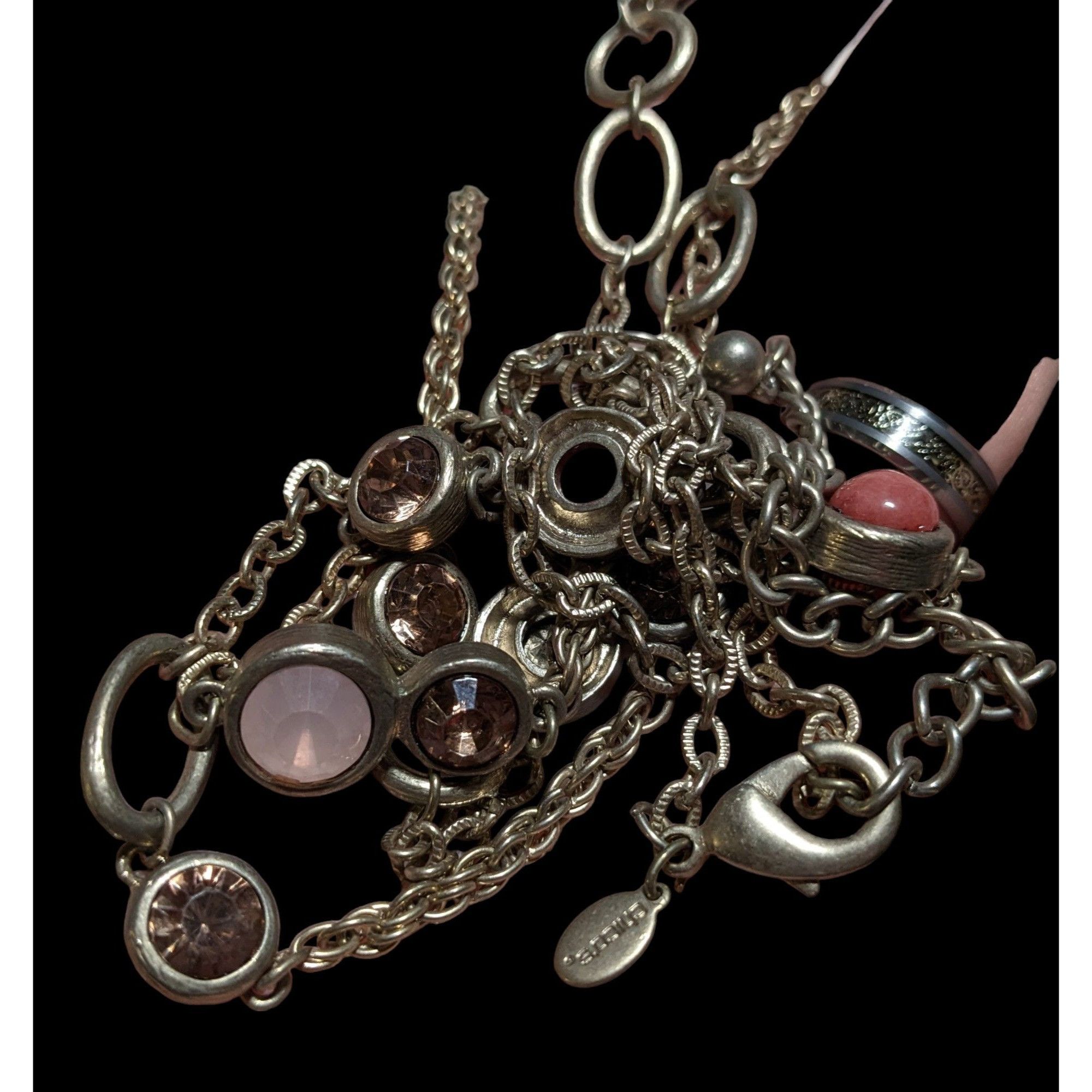 Chicos Chico's Pink And Gold Gemmed Opera Necklace Size ONE SIZE - 4 Thumbnail