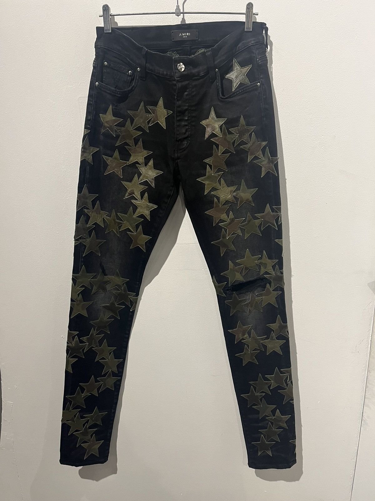 Amiri AMIRI CHEMIST RARE BLACK CAMO LEATHER STARS DENIM Size US 32 / EU 48 - 1 Thumbnail