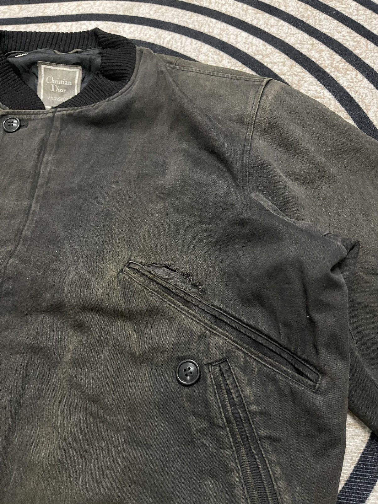 Christian Dior Monsieur 90s CHRISTIAN DIOR MONSIEUR DISTRESSED FLIGHT JACKET COTTON Size US L / EU 52-54 / 3 - 6 Thumbnail