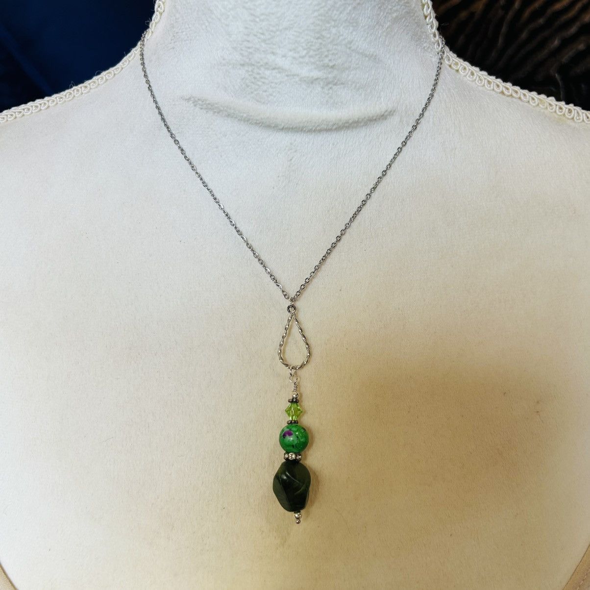 Handmade Handcrafted vintage bead drop pendant on chain necklace Size ONE SIZE - 2 Thumbnail