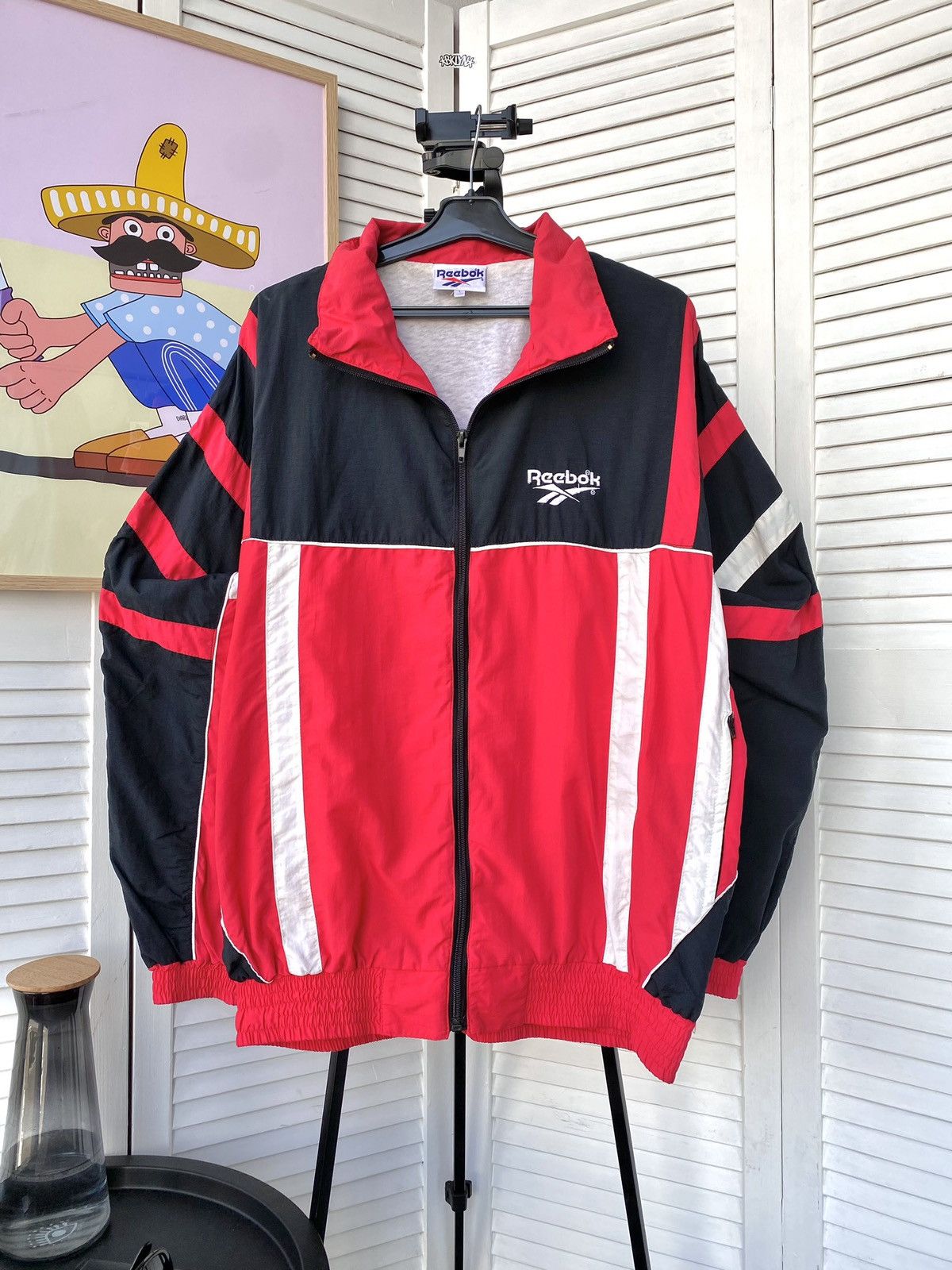 Reebok × Vintage Vintage Reebok Track Retro Jacket Striped 90s 80s Red Size US L / EU 52-54 / 3 - 1 Thumbnail