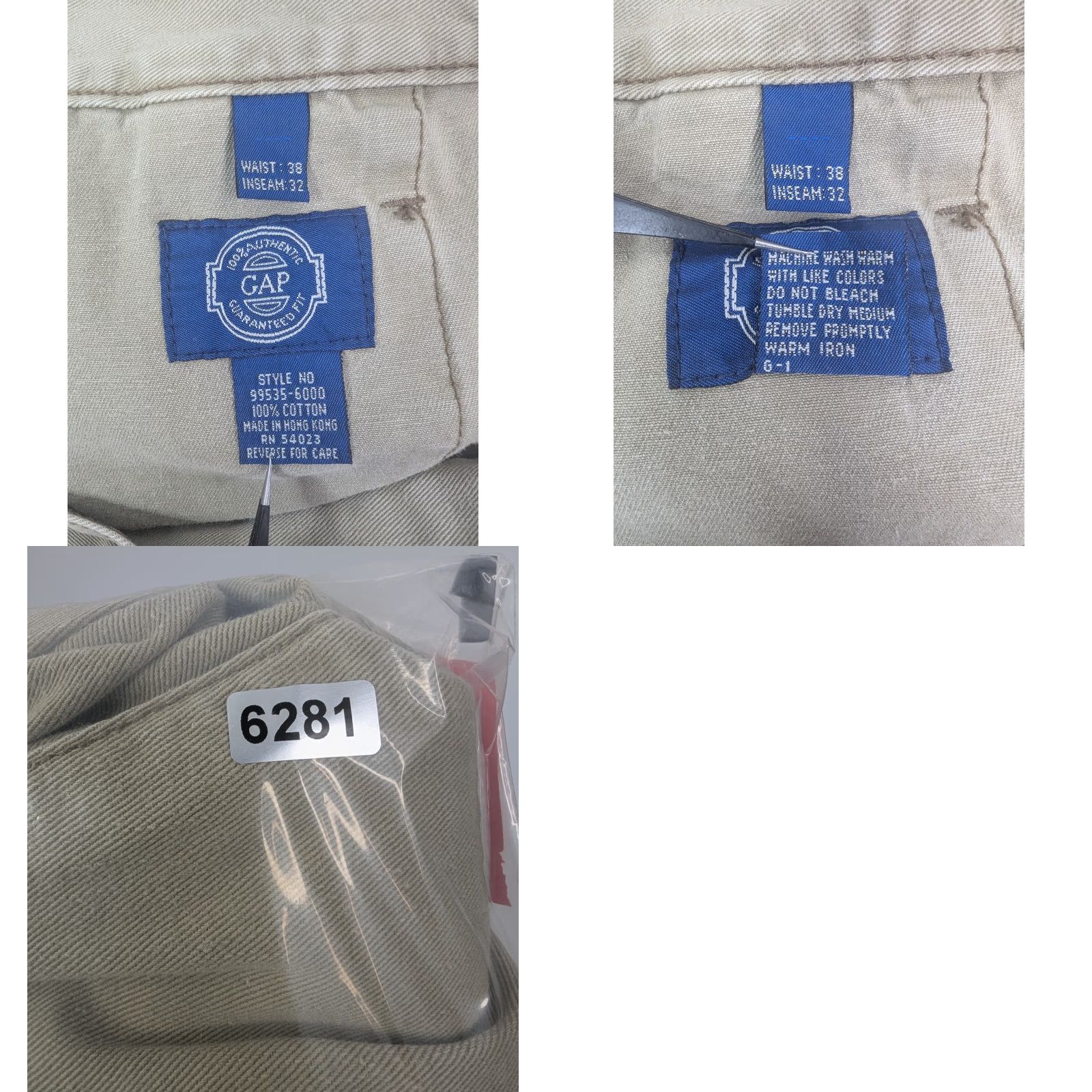 Gap VINTAGE Gap Pants Mens 36x32 Khaki Beige Chino Trousers 80s 90s Classic Fit Size US 36 / EU 52 - 9 Thumbnail