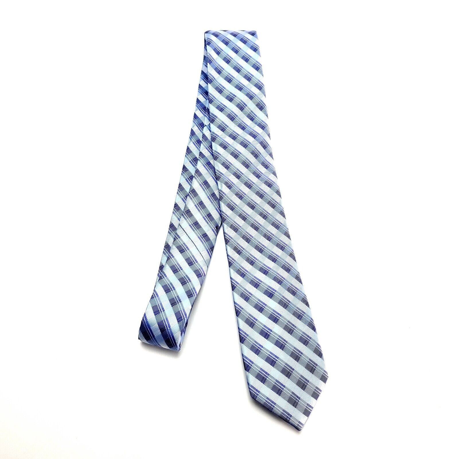 Calvin Klein Calvin Klein Blue & Purple Silk Tie Woven Skinny Striped Gin Size ONE SIZE - 6 Thumbnail