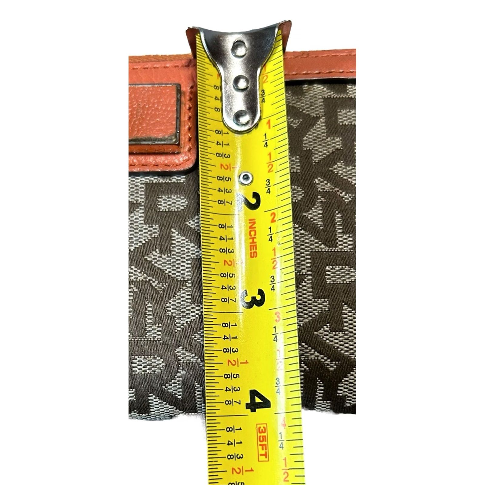 DKNY DKNY Monogram Bryant Women's Wallet Orange & Beige Logo Leather Clutch Size ONE SIZE - 7 Thumbnail