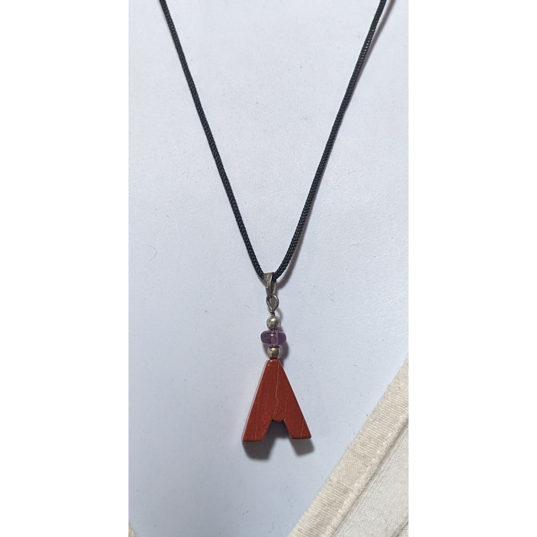 Other Red Jasper Minimalist Letter A Initial Necklace Size ONE SIZE - 9 Thumbnail