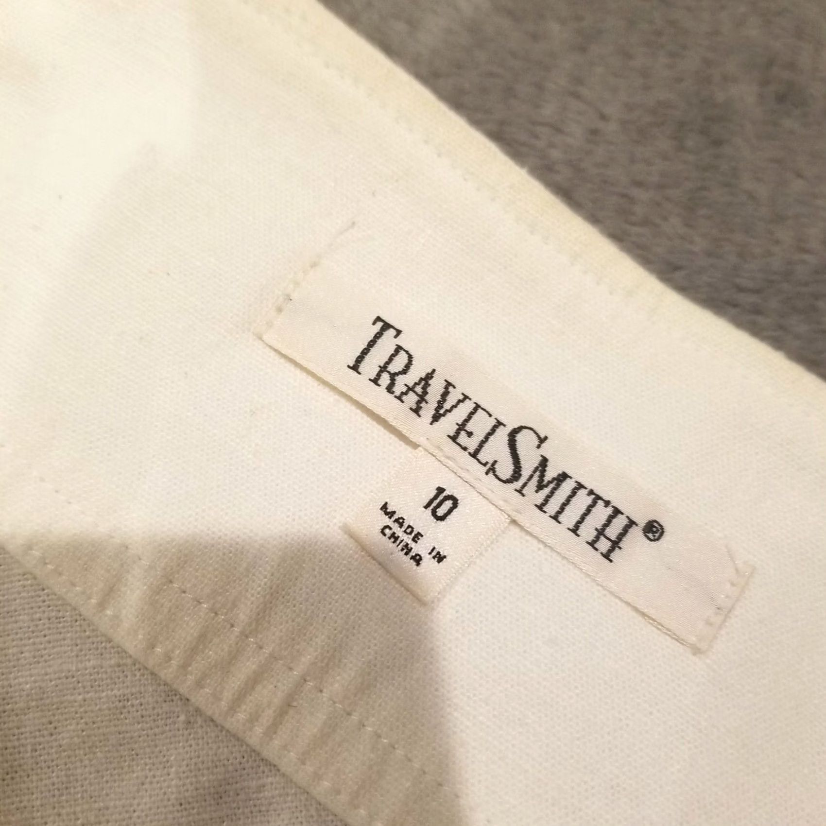 Vintage TravelSmith Skirt Womens 10 White Swing Line Size Embroidered Hem Linen Blend Size 32" / US 10 / IT 46 - 2 Thumbnail