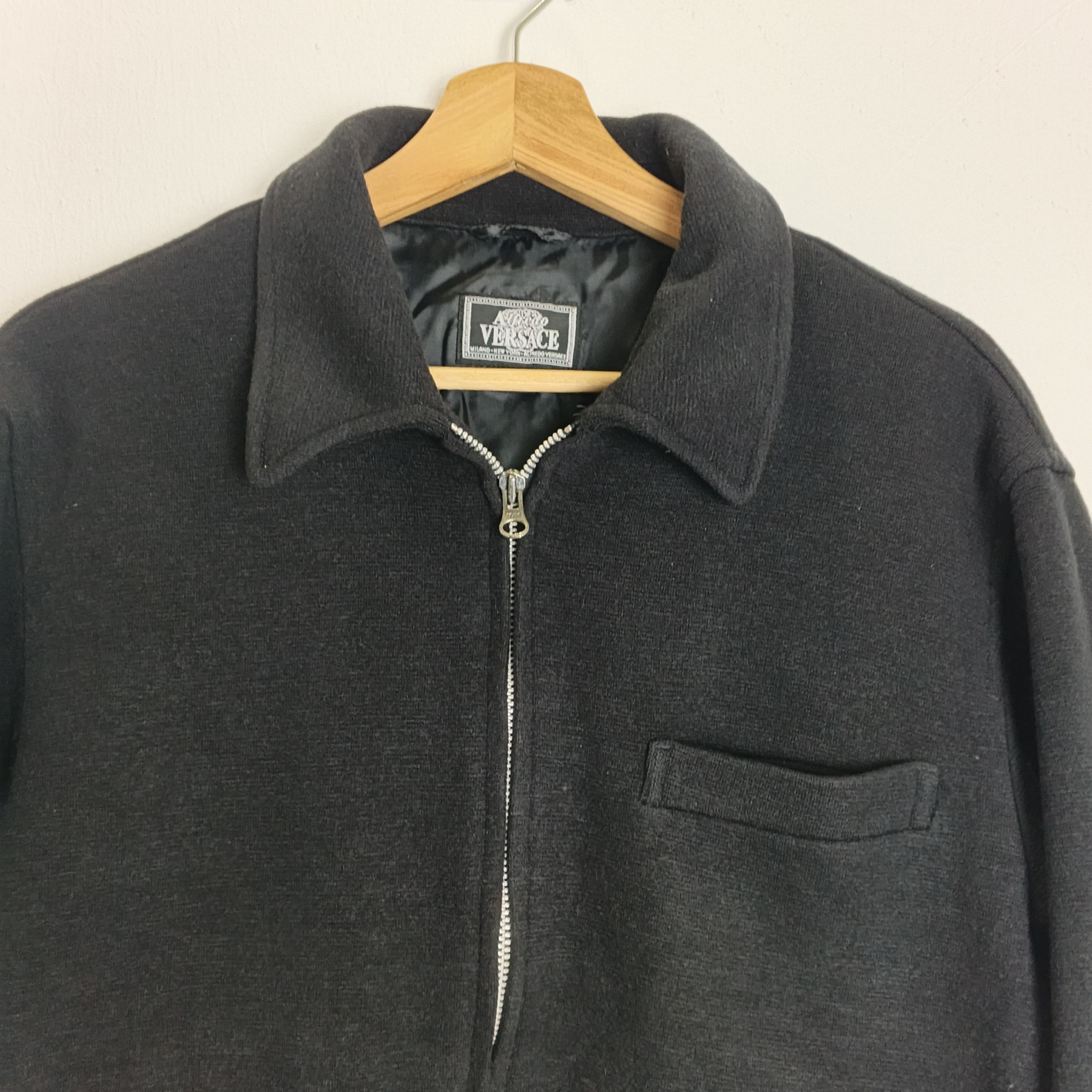 Versace RARE Vintage 90s Alfredo Versace Designer Wool Coat Size US L / EU 52-54 / 3 - 2 Thumbnail