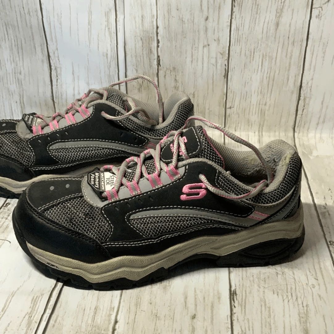 SKECHERS SKECHERS Women’s Steel Toe Memory Foam Work Sneakers Size 8 Gray Pink Multicolor Sneakers Womens 8 Size US 8 / IT 38 - 6 Thumbnail