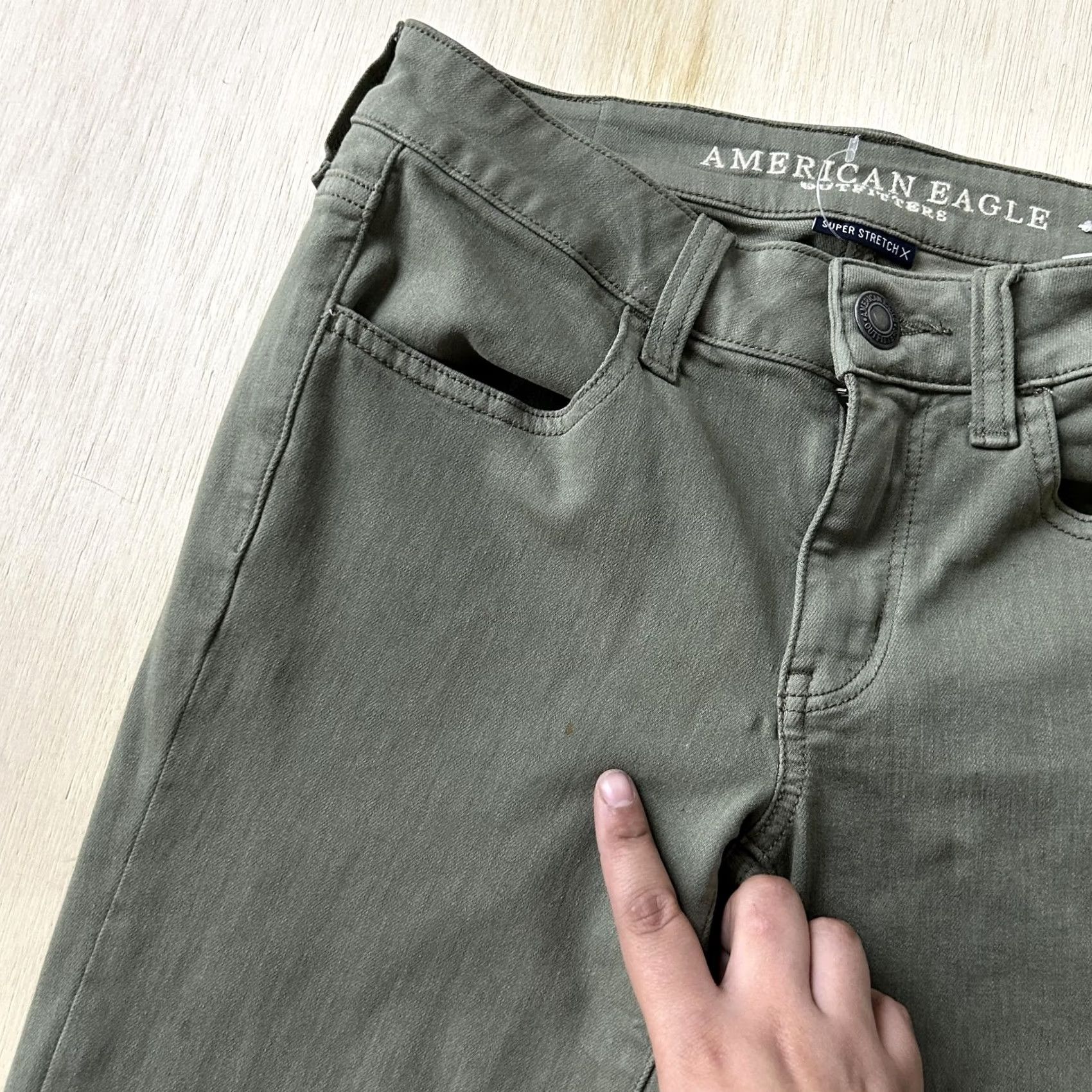 American Eagle Outfitters American Eagle Outfitters Super Stretch X Skinny Jeans Womens 2/26 Green Denim Size 26" / US 2 / IT 38 - 5 Thumbnail