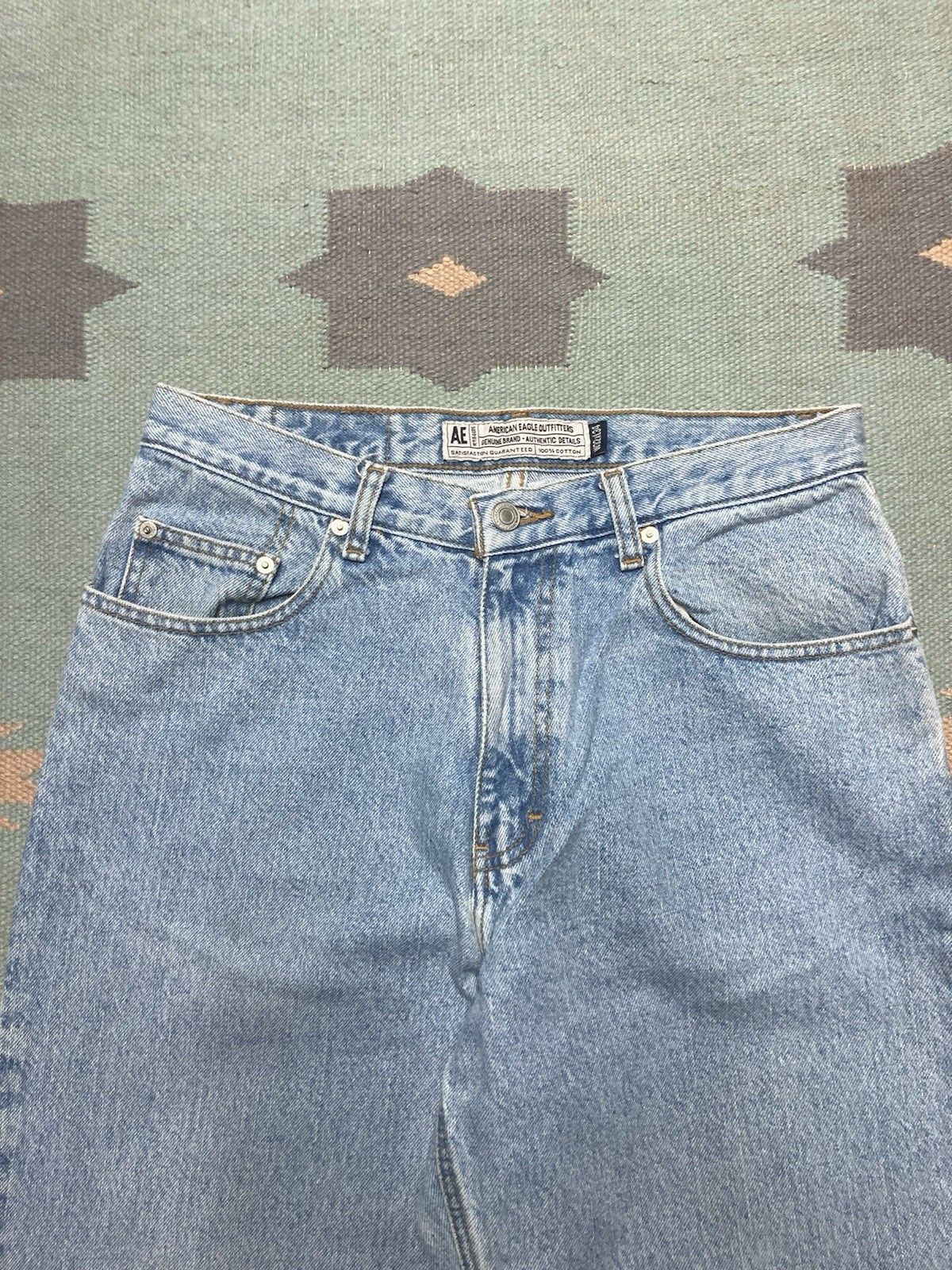Vintage American eagle denim jeans light wash straight skater 31x34 Size US 31 - 3 Thumbnail