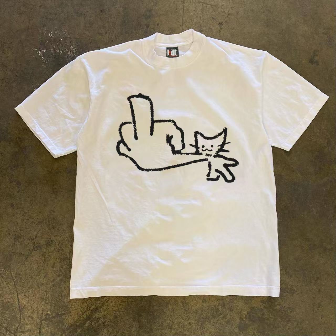 Japanese Brand Casual Retro Cartoon Cat Print Cotton T-shirt Size US M / EU 48-50 / 2 - 1 Thumbnail