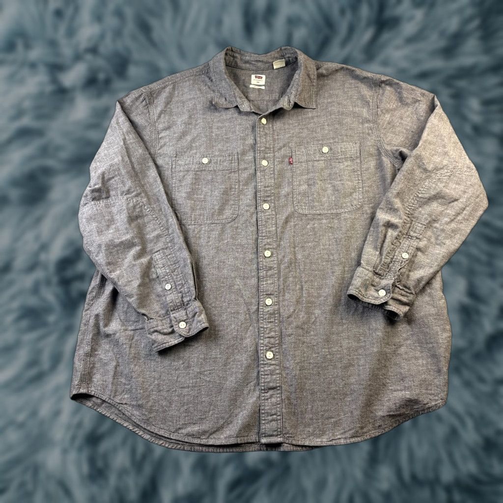 Levi's Levi's Shirt Mens 2XL Brown Button-Up Double Pocket Workshirt Cotton Denim Long Sleeve Casual Travel Mens Size US XXL / EU 58 / 5 - 1 Thumbnail