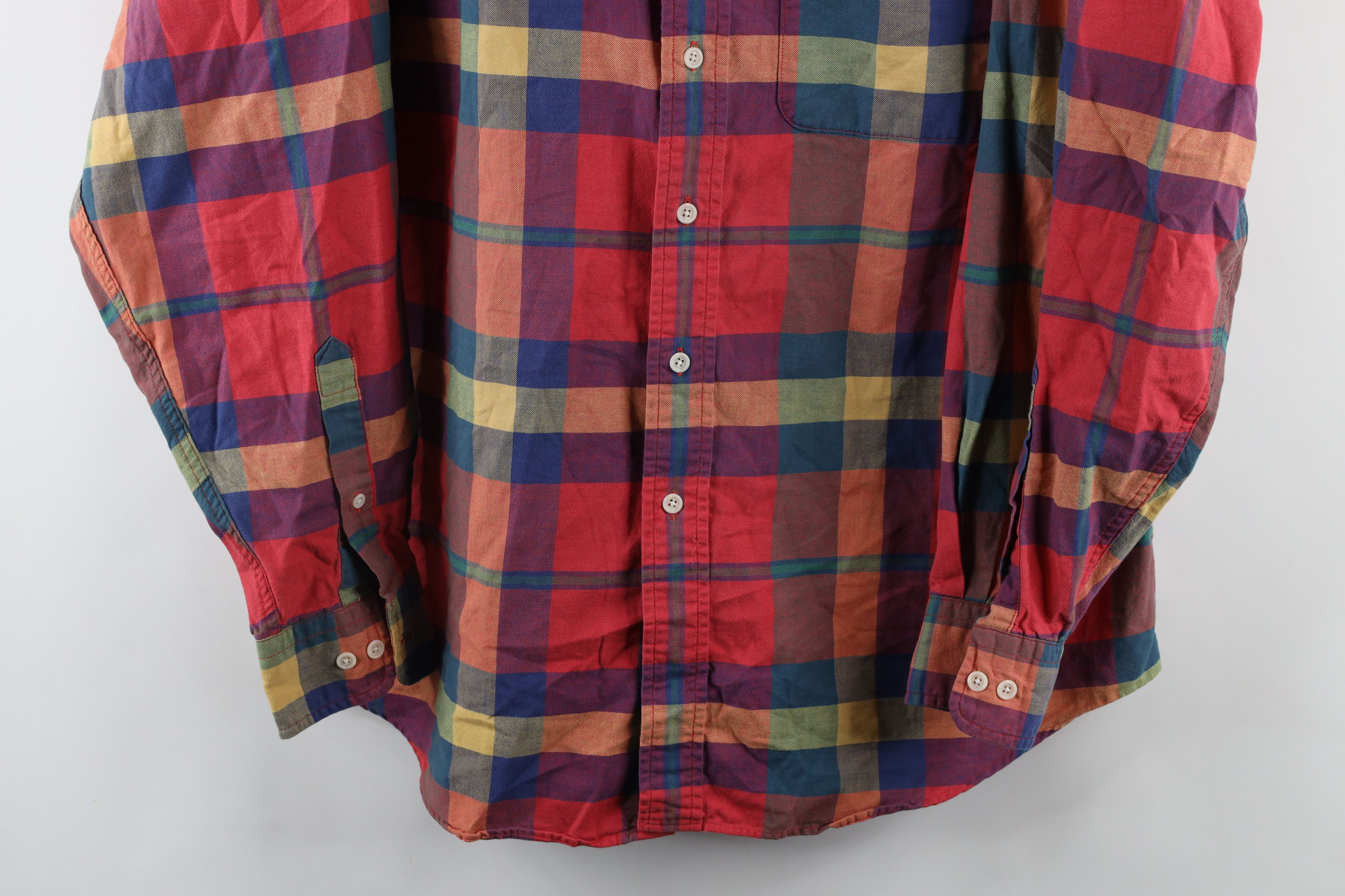 Lands' End × Vintage Vintage 90s Lands End Madras Plaid Button Down Shirt USA Size US L / EU 52-54 / 3 - 3 Thumbnail