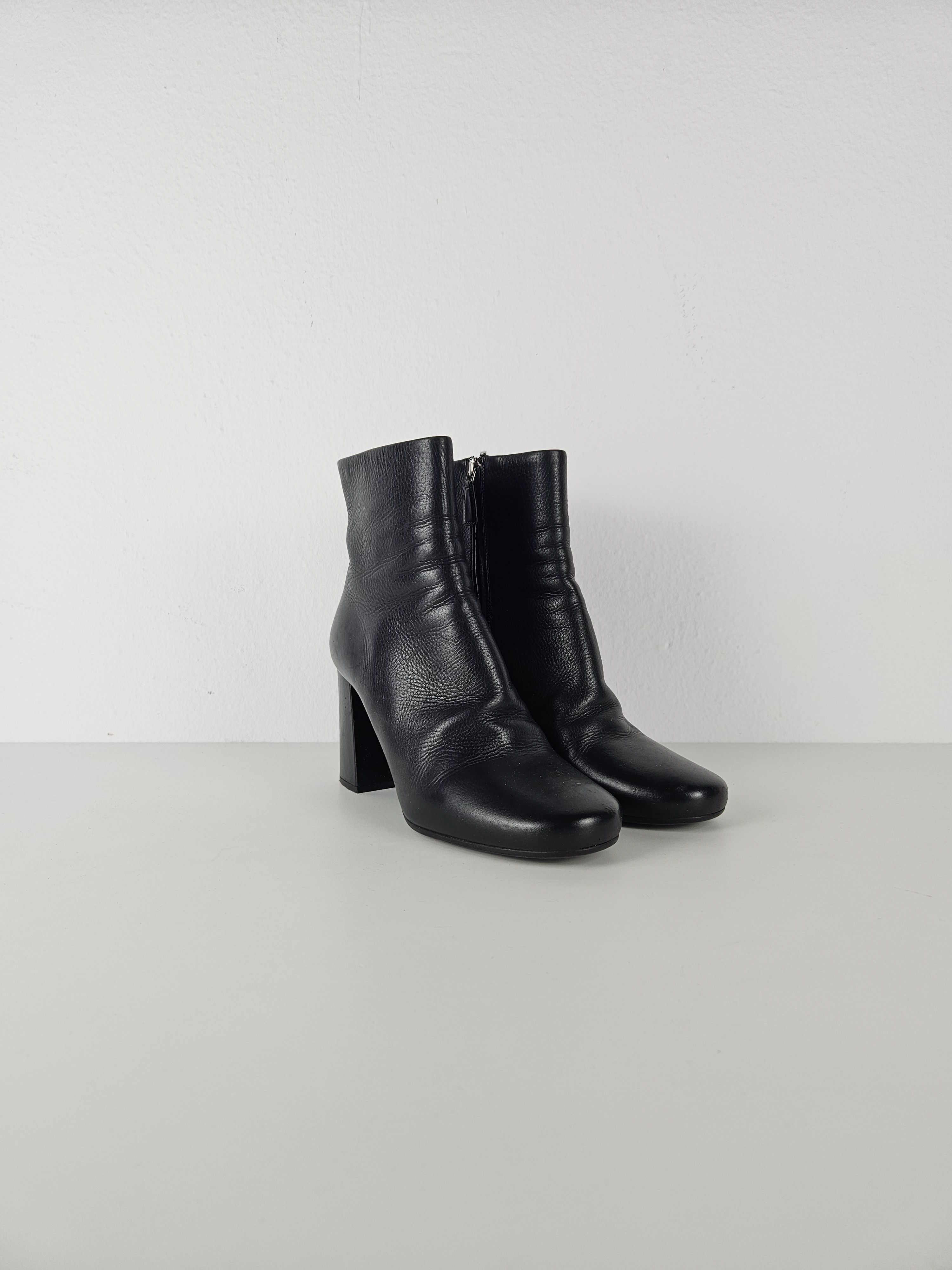 Prada Prada calf leather side zip block heel ankle boots Size US 7.5 / IT 37.5 - 4 Thumbnail