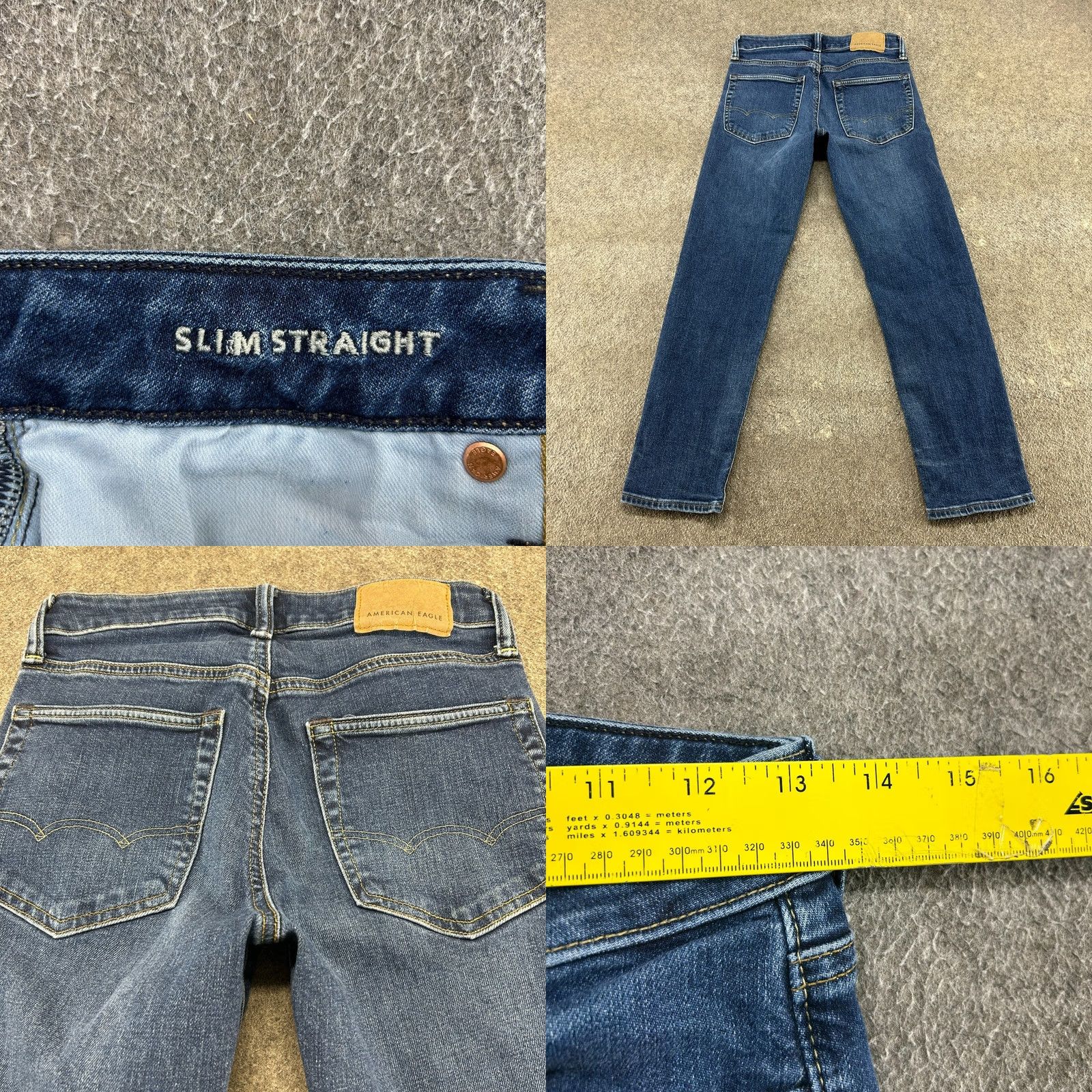 American Eagle Outfitters American Eagle Jeans Mens Slim 26x28 Blue Dark Wash Straight Leg 5-Pocket Denim Cotton Slim Fit Cowboy Logo Distressed Vintage: No Mens Size US 26 / EU 42 - 8 Thumbnail