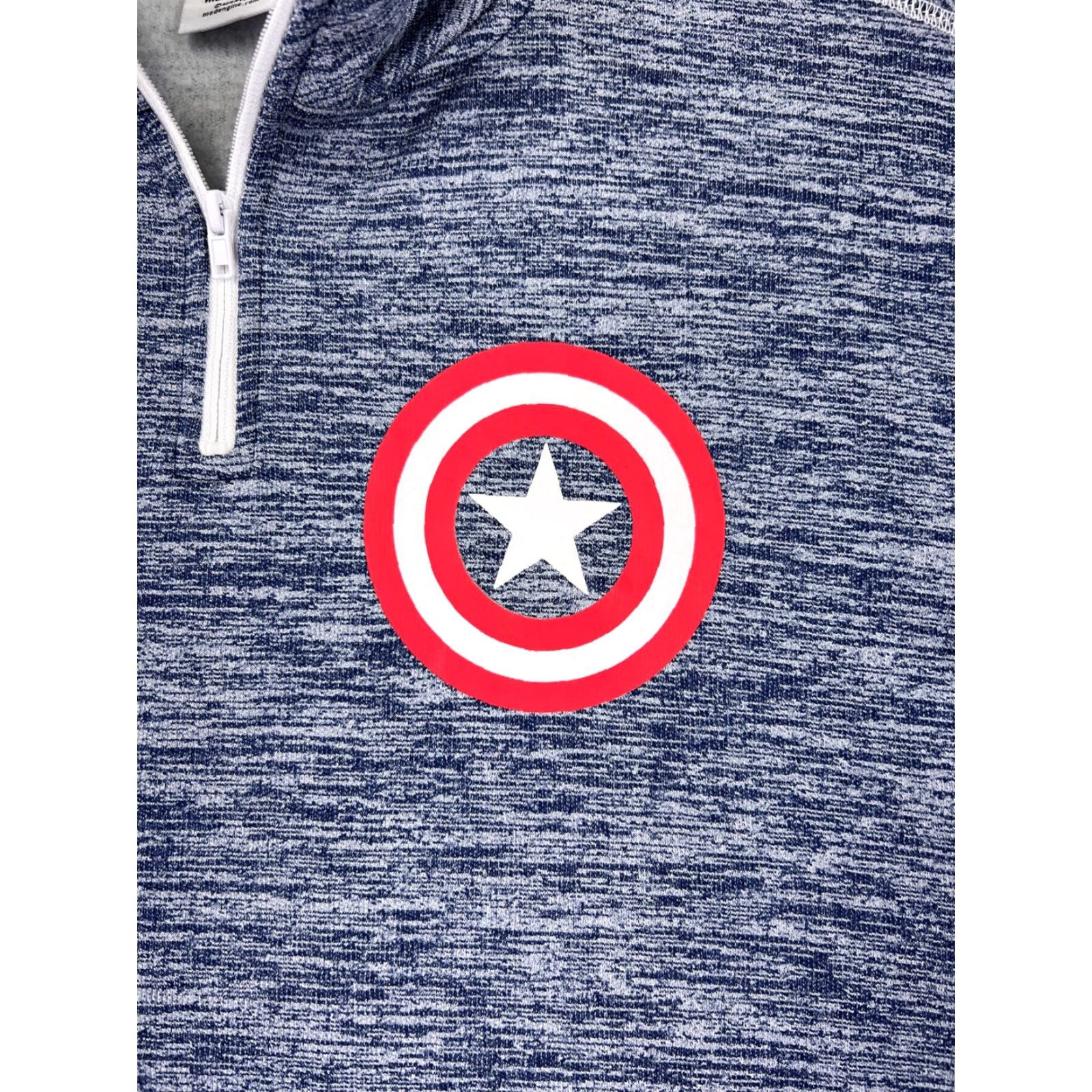 Vintage Captain America Marvel Mens 1/4 Zip Sweater Blue Shirt Polyester Mock Neck Full Size M Adult Regular Men’s Pullover Casual Logo Zipper Cap America Size US M / EU 48-50 / 2 - 5 Thumbnail