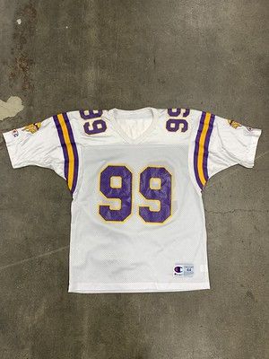 image of Minnesota Vikings Chris Hovan Jersey Vintage Nfl Mn Vikings 99 Size L in White, Men's