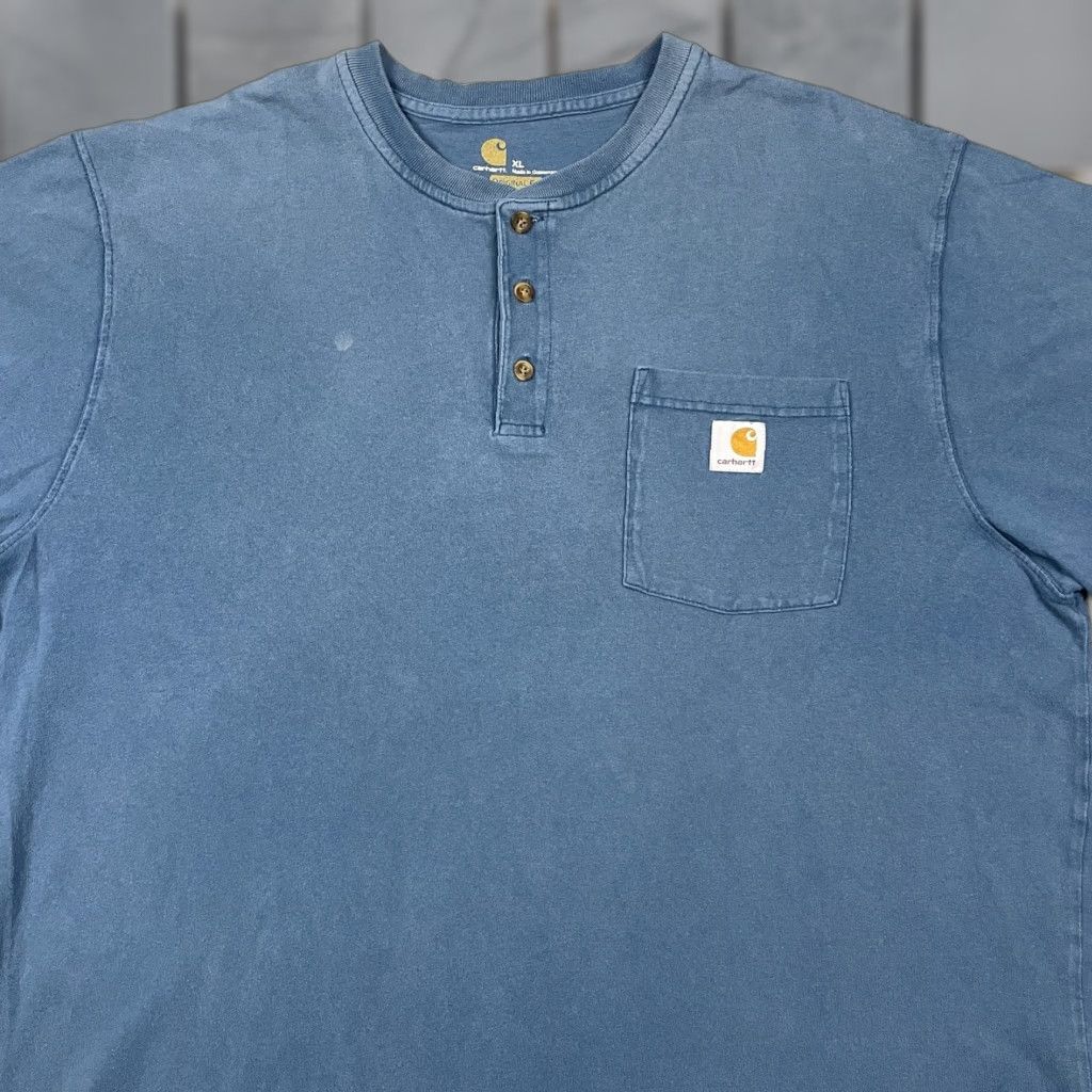 Carhartt VINTAGE Carhartt T-shirt Adult XL Gray Faded Pocket Work Wear Shirt XL Blue 90s Thrashed Logo Pockets Mens Size US XL / EU 56 / 4 - 1 Thumbnail