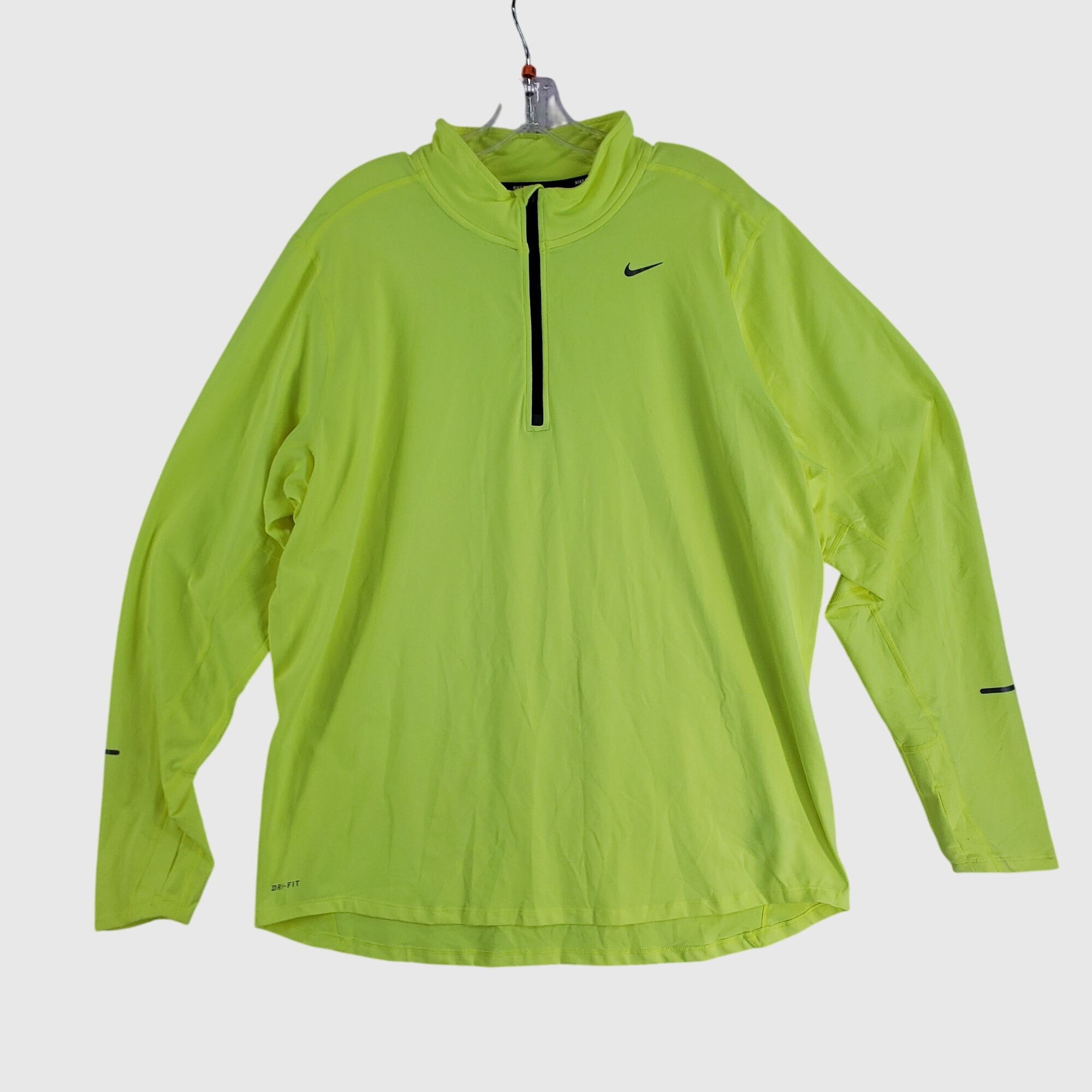 Nike Nike Dri-Fit Mens Running Pullover Shirt XL Neon Yellow Long Size US XL / EU 56 / 4 - 1 Thumbnail