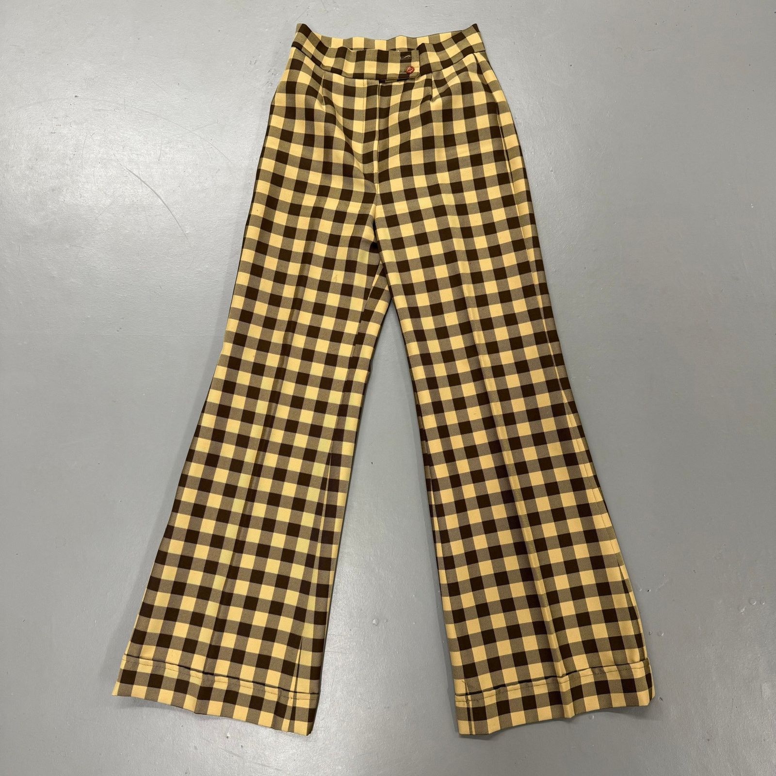 Vintage 70s Plaid Flare Bell Bottom Hippy Pants Size US 28 / EU 44 - 1 Thumbnail
